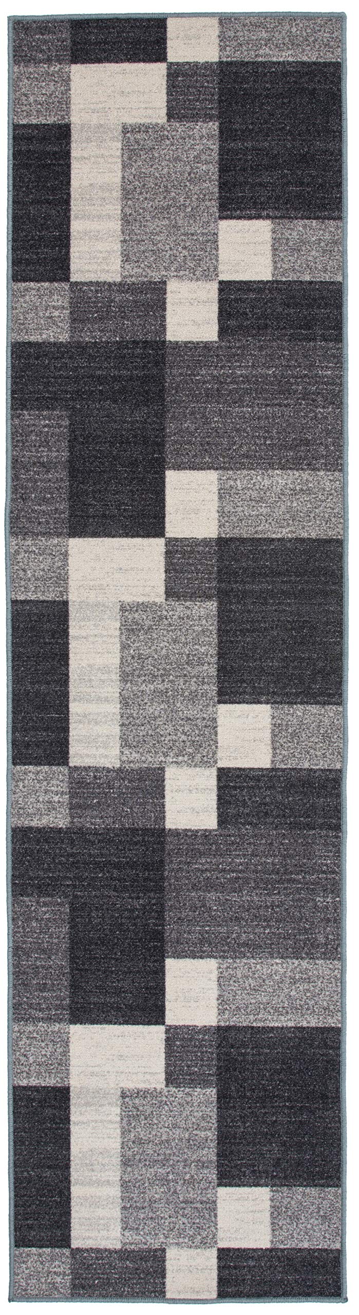Modern Boxes Design Non-Slip (Non-Skid) Area Rug Runner 2' X 7' (22" X 84") Gray