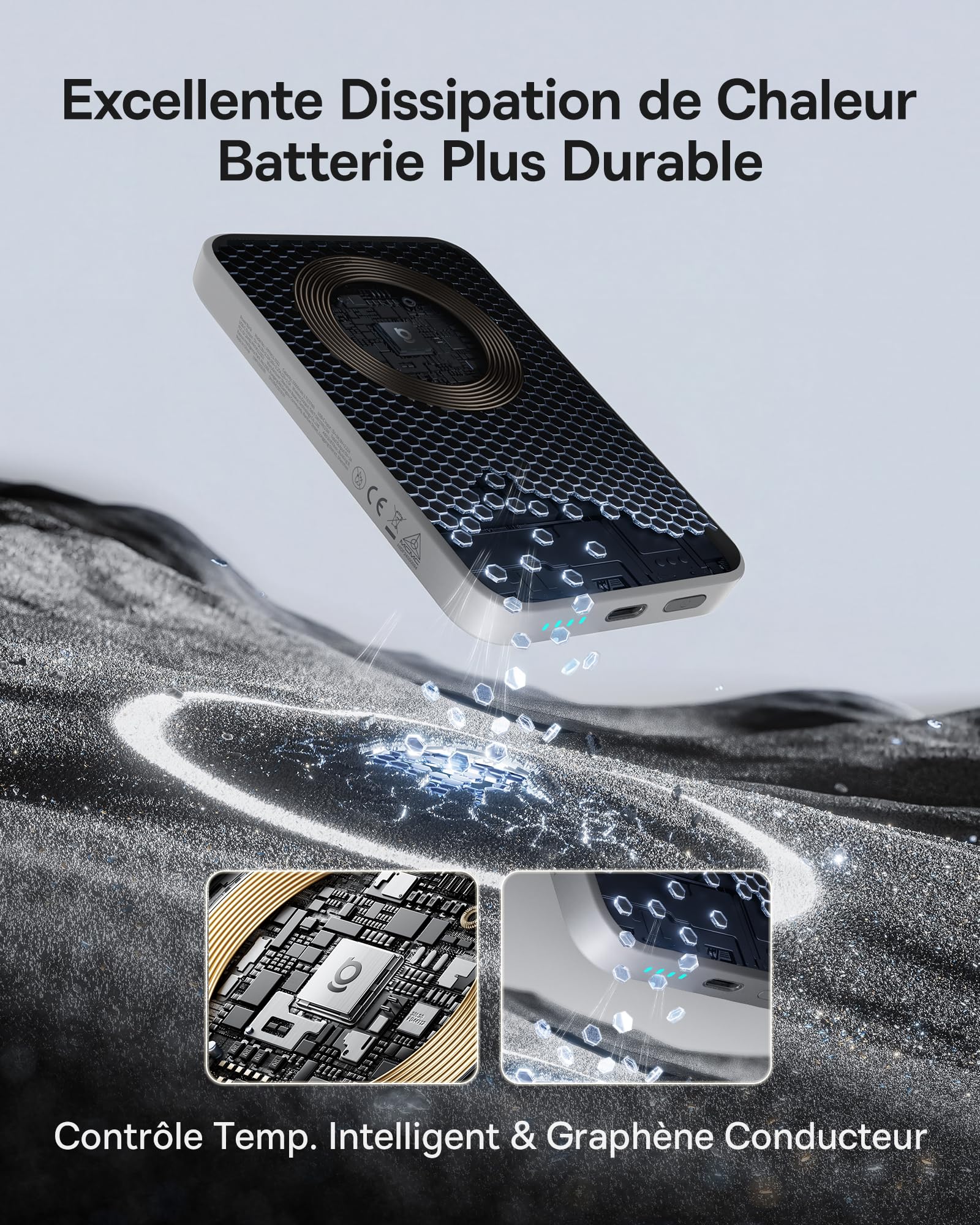 Baseus Enerfill FM11 MagSafe Powerbank 10000mAh 22.5W Batterie Externe Magnétique USB C, Batterie Portable sans Fil Mini Compatible avec iPhone 17/16/15/14/13/12/Pro/Pro Max, Blanc