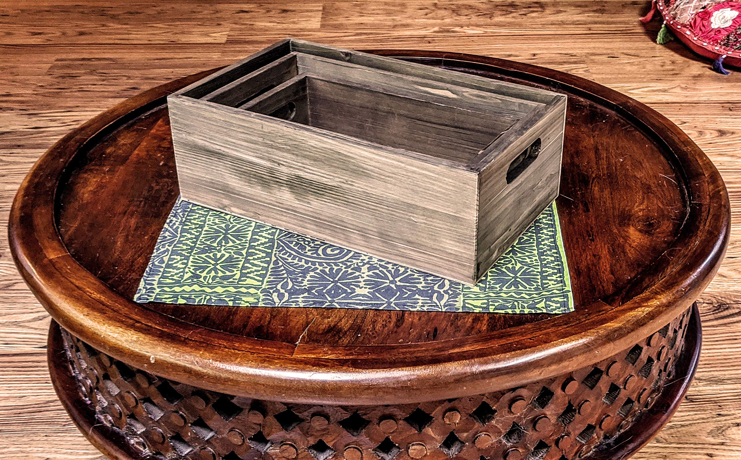 Nesting Wood Storage Crates Set of 3 Decorative Craft Crates Real