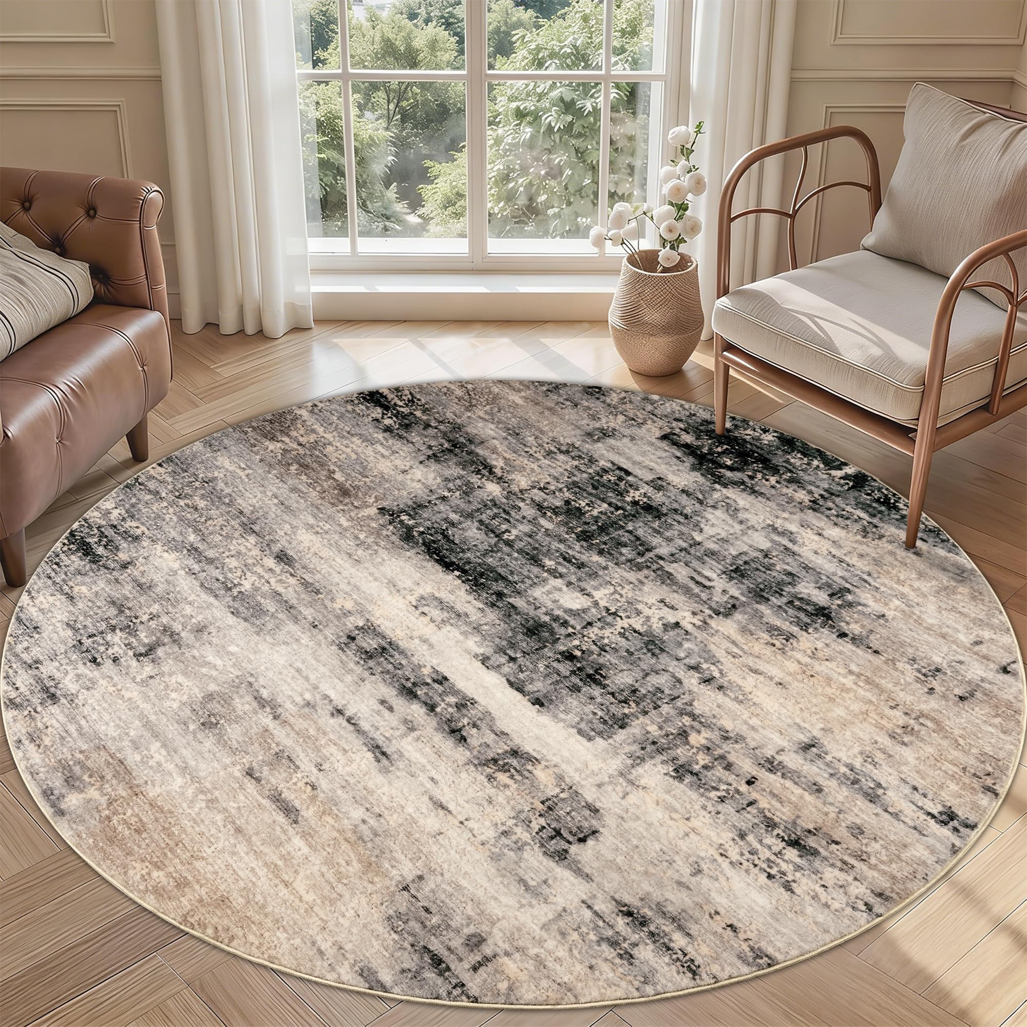 Homcomodar Großer Teppiche Wohnzimmer Abstrakter Teppich Waschbar Moderne Teppiche Weiche Kurzflor Teppich Drucke Teppich Schlafzimmer für Küche