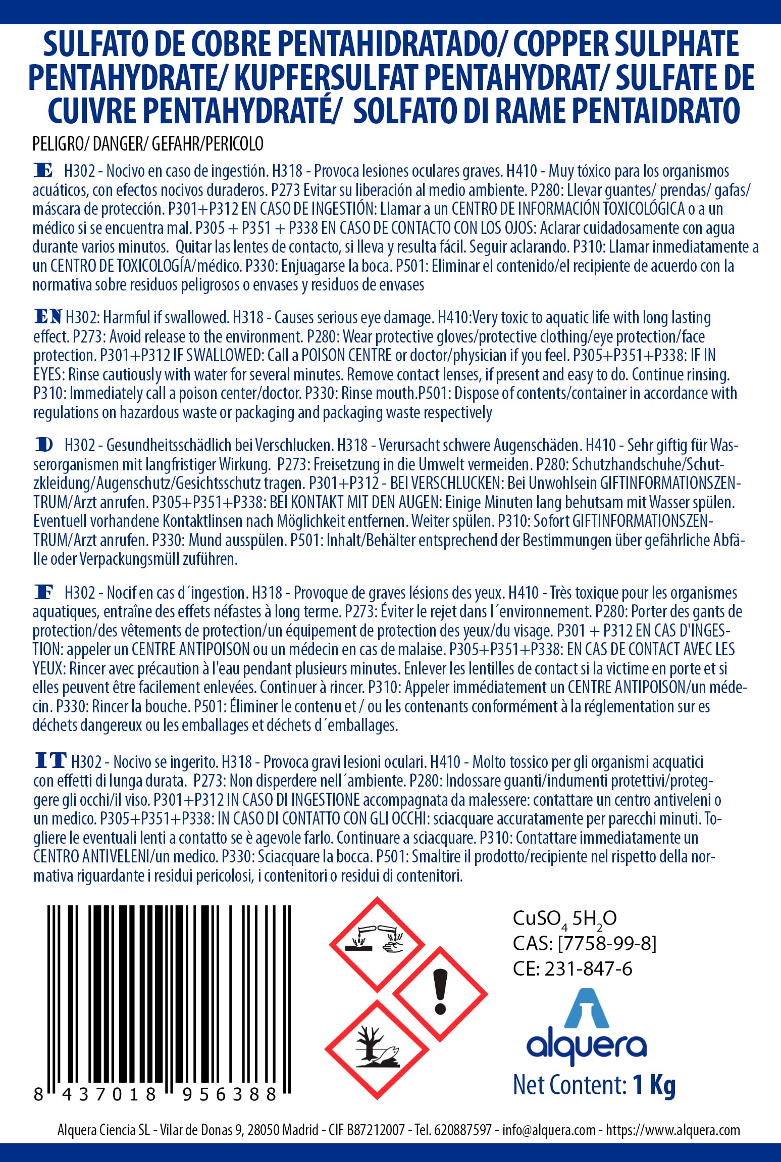 Sulfate de Cuivre (1.00, Kilogrammes)