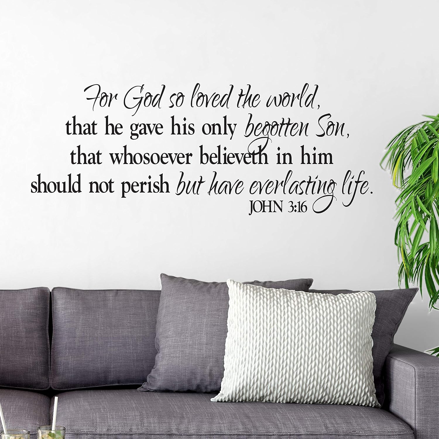 John 3:16 Vinyl Wall Decal 2 by Wild Eyes Signs For God so Loved the World That He Gave His Only Begotten Son, Religious Scripture Bible Verse Vinyl Wall Art, Christian Wall Words, JOH3V16-0002