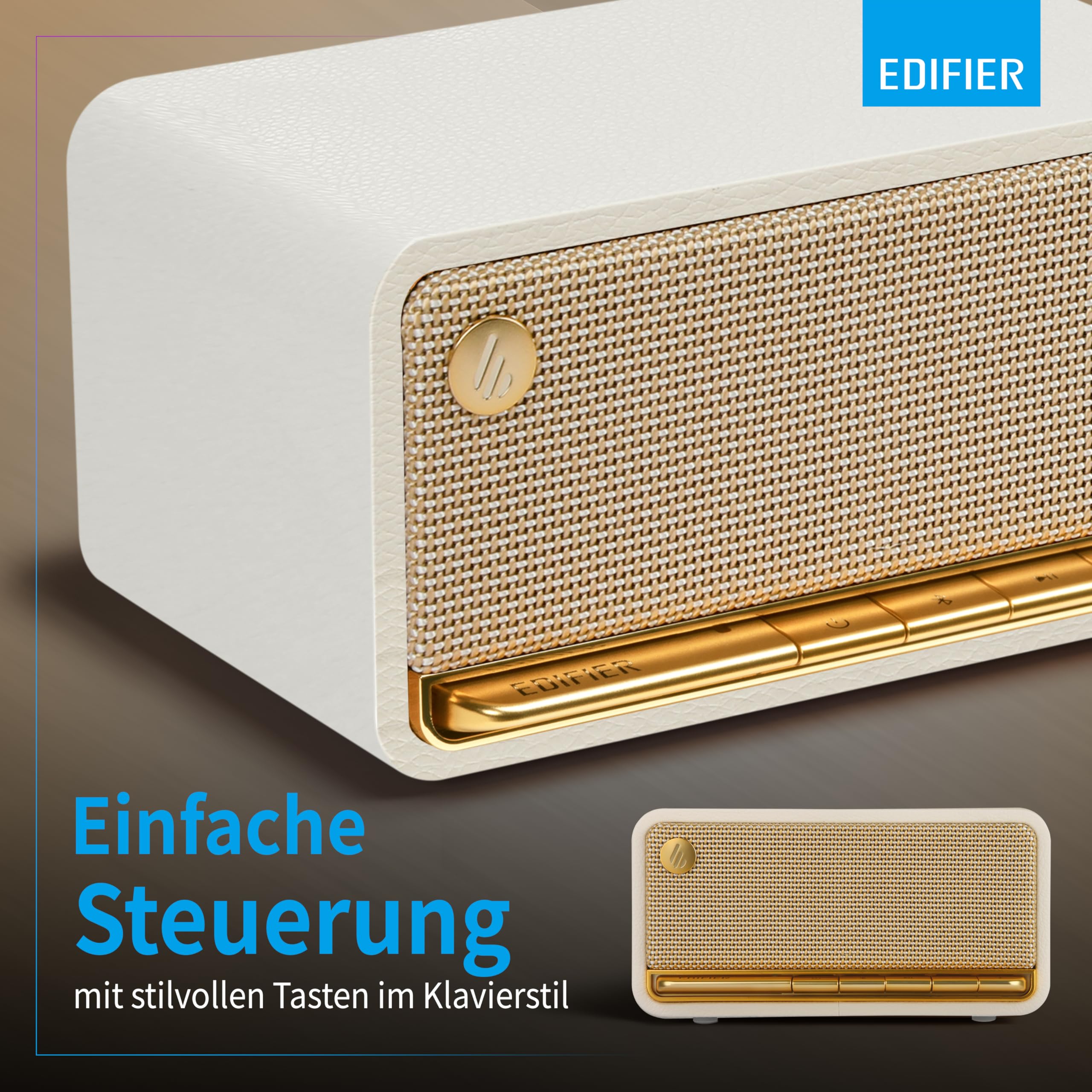 Edifier MP230 - Tragbarer Bluetooth-Lautsprecher im Retro-Design, kabellos. Wiedergabe über Bluetooth, AUX und Micro SD Karte