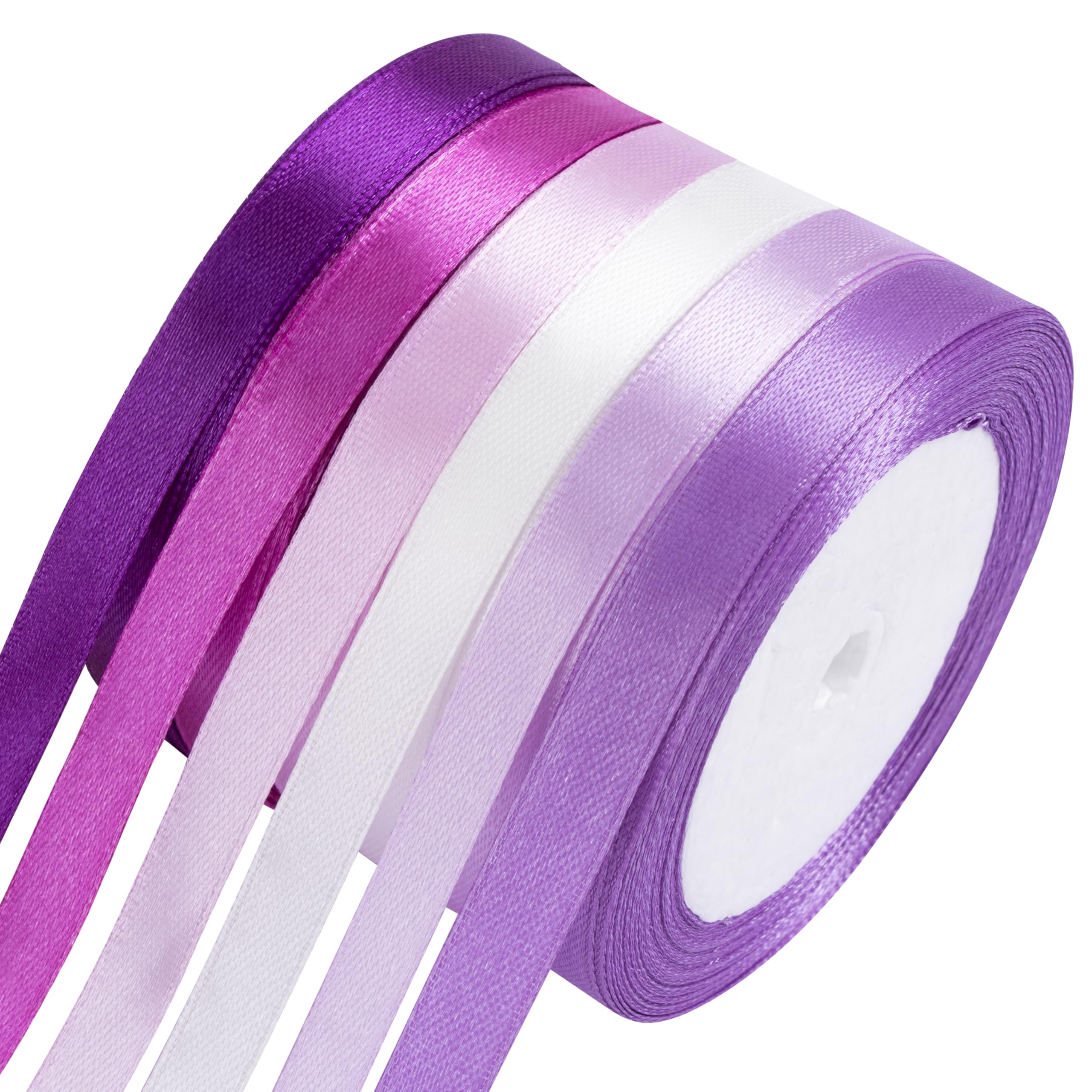 Foshird Purple Satin Ribbon for Gift Wrapping 10mm Thin Curling Ribbons for Crafting Hair Bows Party Decorations Wedding Car Cake Christmas