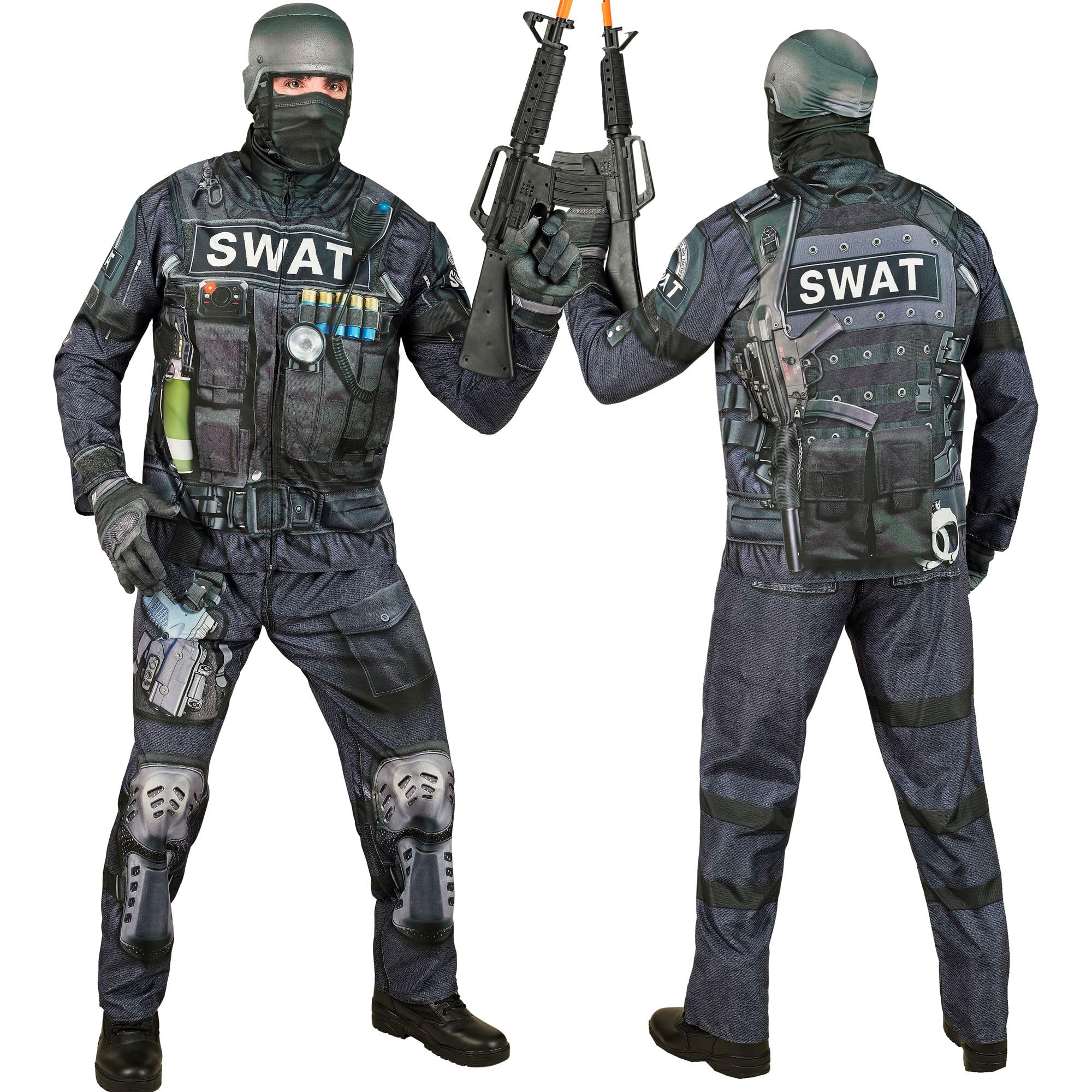 W WIDMANN MILANO Party Fashion - SWAT Costume Set with Mask, Complete Outfit for Halloween and Carnival