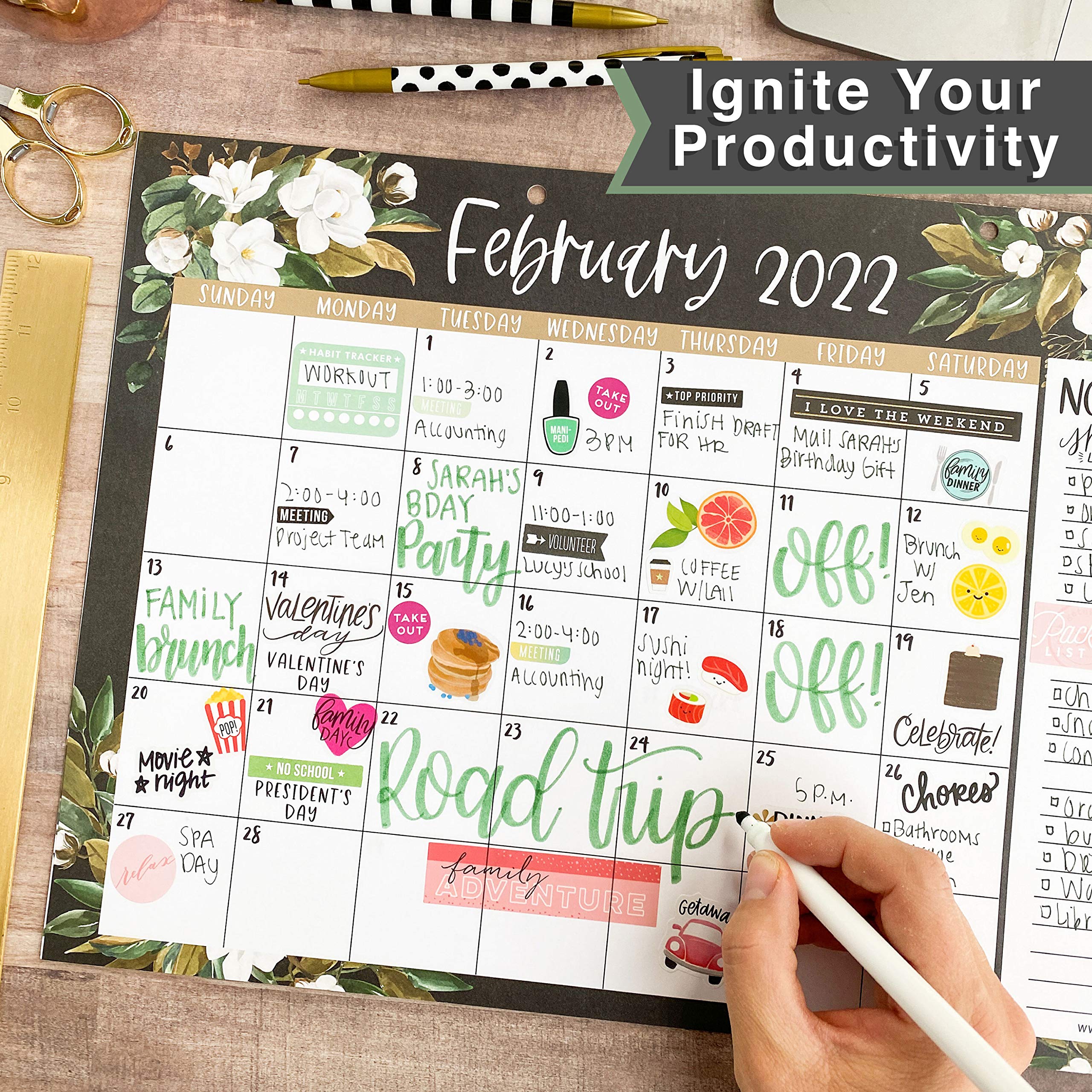 Large Desk Calendar 20222023 2022 Wall Calendar Flowers Desk