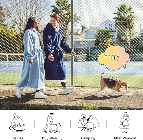 Vista 30 de Bedsure Manta con capucha, sudadera larga con capucha como regalo de Navidad y cumpleaños para hombres, acogedora sudadera con capucha Sherpa