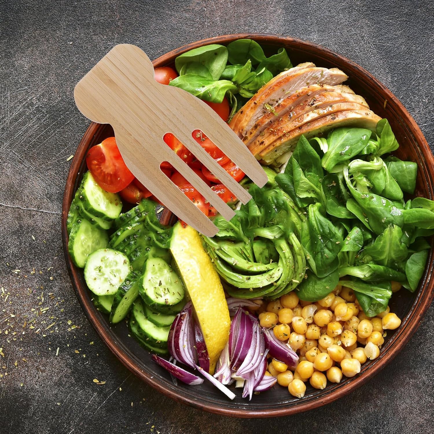 Alipis Salad Claws and Serving Tools Set, Natural Wood Salad Serving Utensils for Mixing and Tossing Vegetables, Fruits, and Pasta, Kitchen Dining Flatware