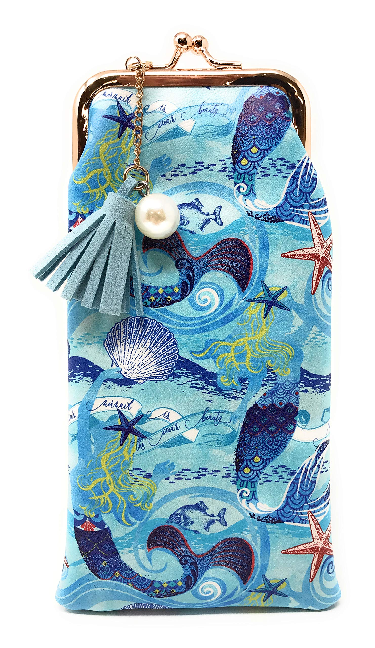Mermaids and Starfish Eyeglass Case Pouch, 7 Inches Long