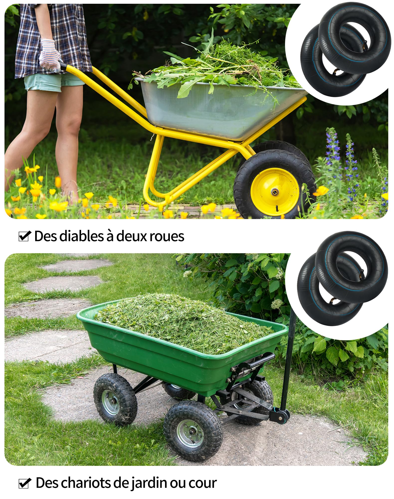 Ruote Per Carrello Giardino Pneumatico E Camera D'Aria 4.10/3.50-4 Per Carriole E Carrelli - Set Completo Camera Aria 10 Pollici - Foto 8