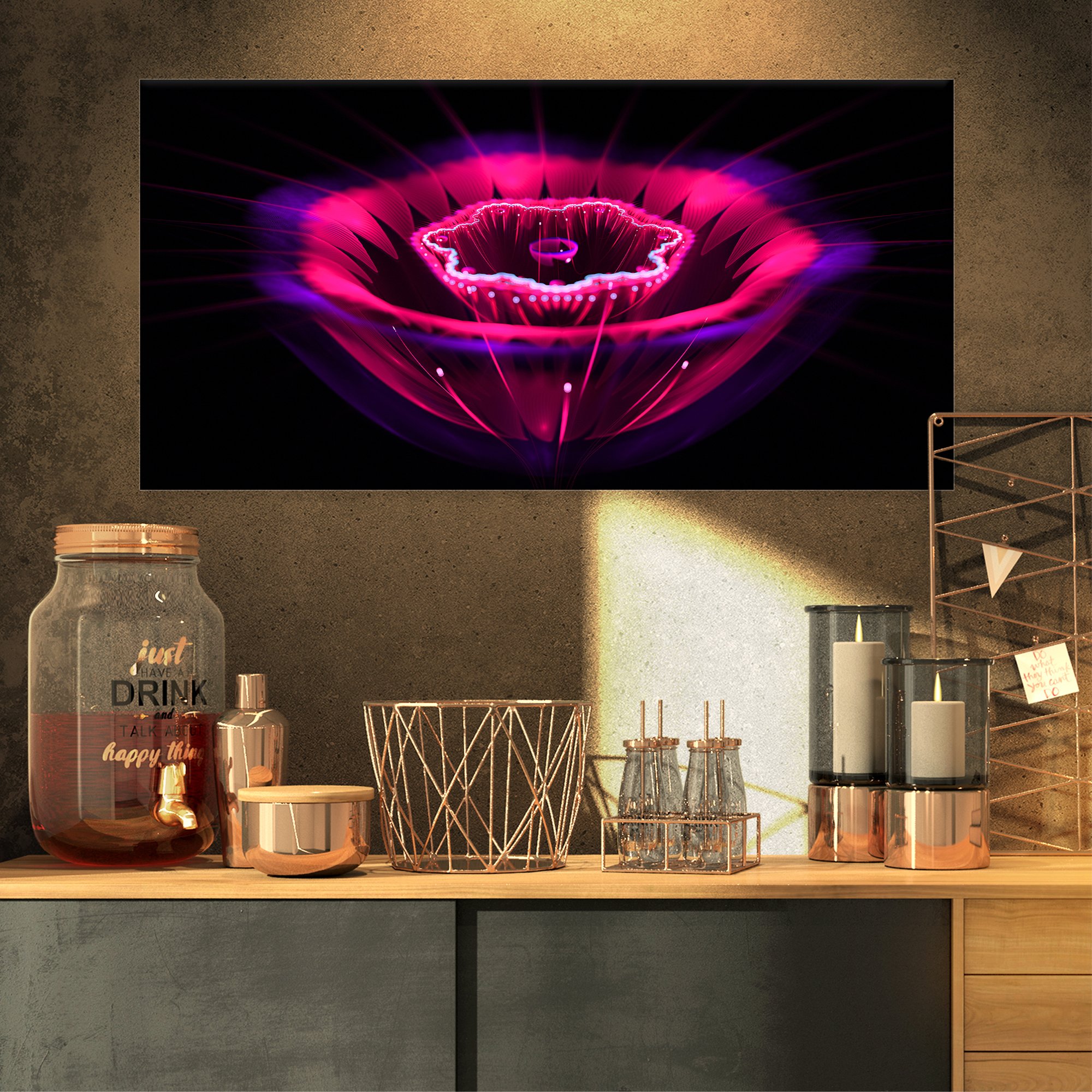 Amazon.com: Designart Abstract Magenta Fractal Flower Floral Wall