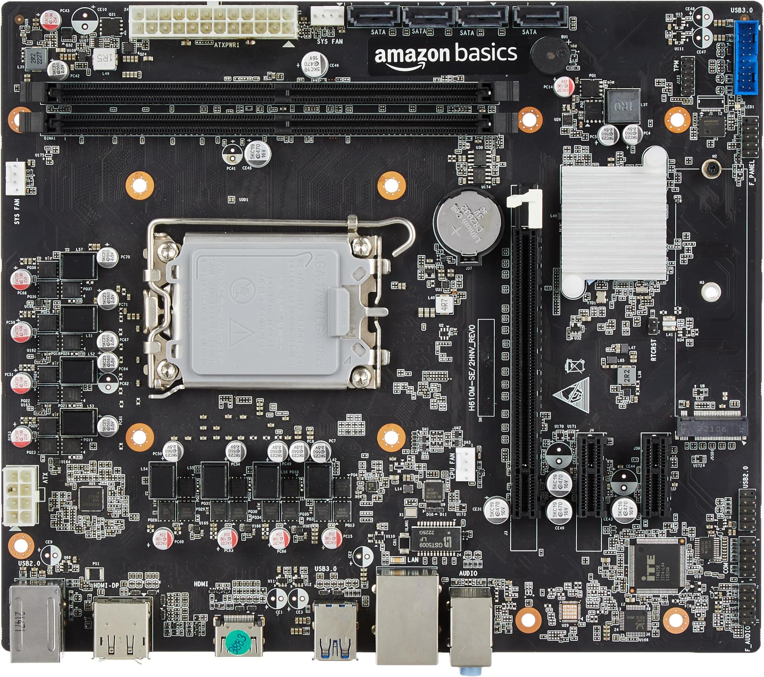 Amazon Basics Desktop Motherboard H610 | Intel LGA 1700 Socket | Supports 12th/13th/14th Gen Intel Core Series Processors | DDR4 Compatible | Supports DDR4 3200MHZ | 3-Years Warranty (First in India)