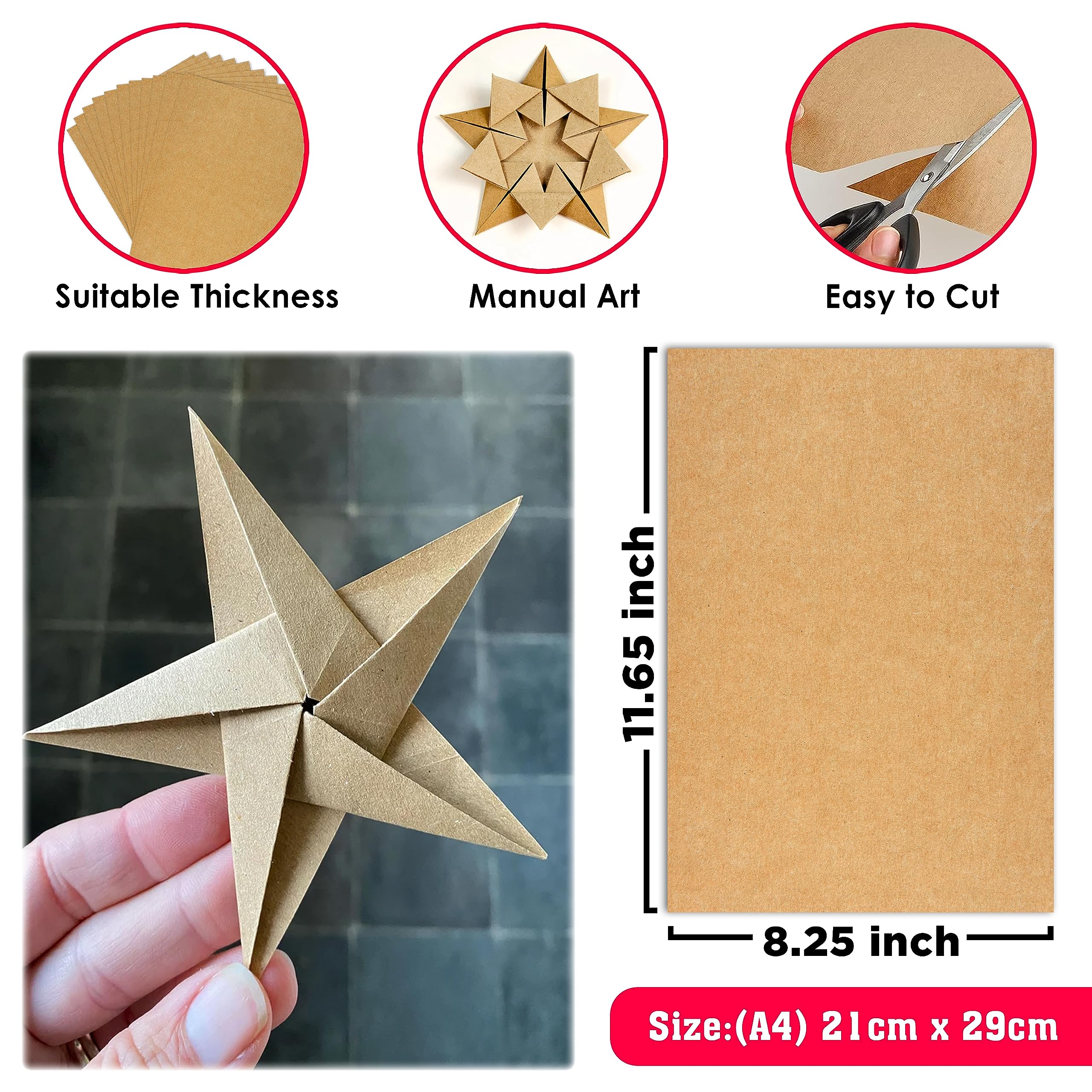 Goelite Craft Paper Sheets Thick 300 GSM | Brown Kraft Sheets Cardboard Pack Of 10 | Best For Diy Craft, Sketching, Project Making, Painting, Doodling, Art & Craft (A4 (29 X 21 CM)) 1