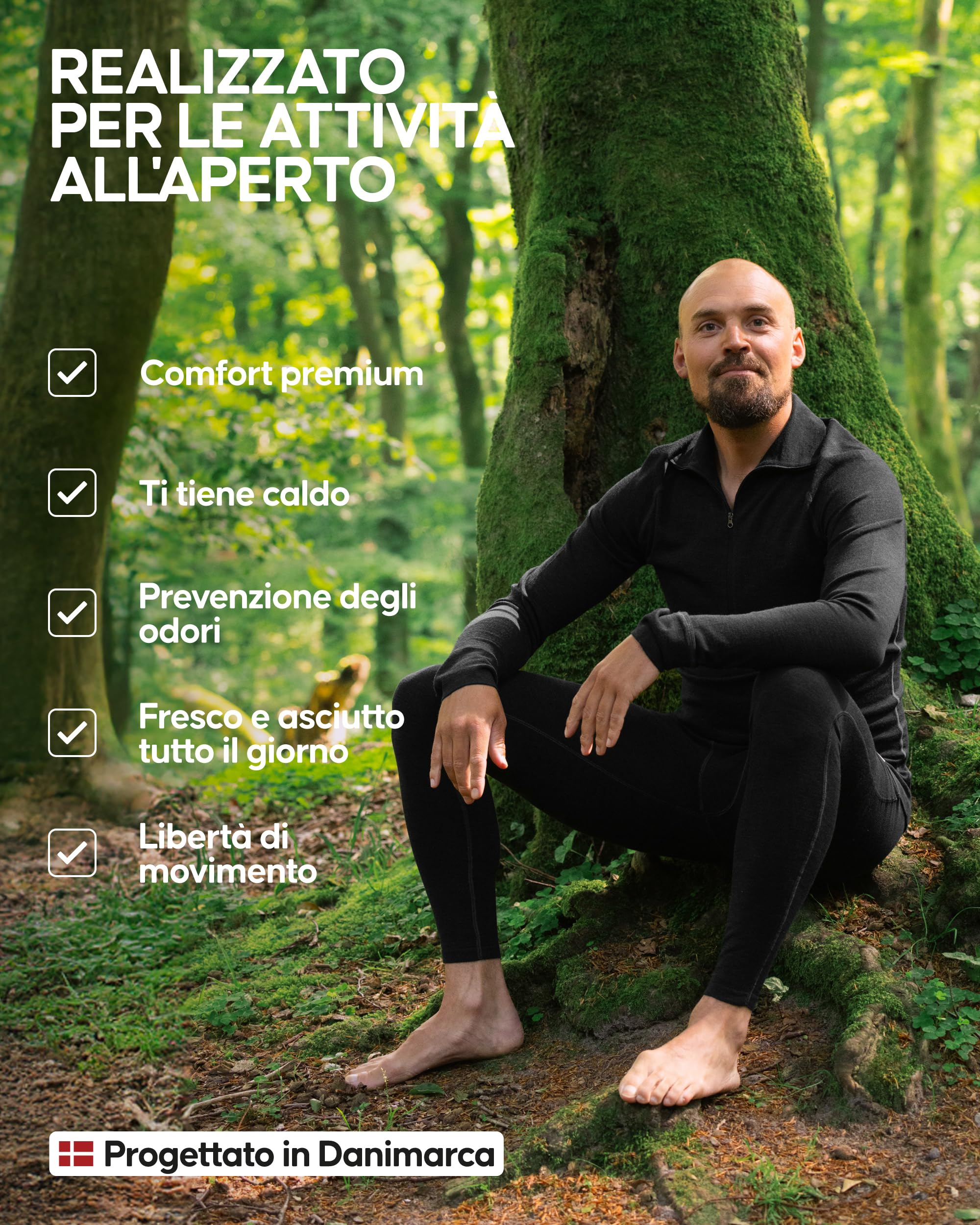 DANISH ENDURANCE Maglia Termica Uomo in Lana Merino, Manica Lunga, per Sci, Trekking, Escursionismo con o Senza Chiusura Zip