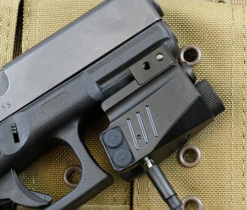 Vista 2 de HiLight Tactical Maverick Series - 500 Lumen Flashlight w/Strobe & Single Laser (Green, Blue, Cyan)- Aluminum Body, Rechargeable Battery - Azul