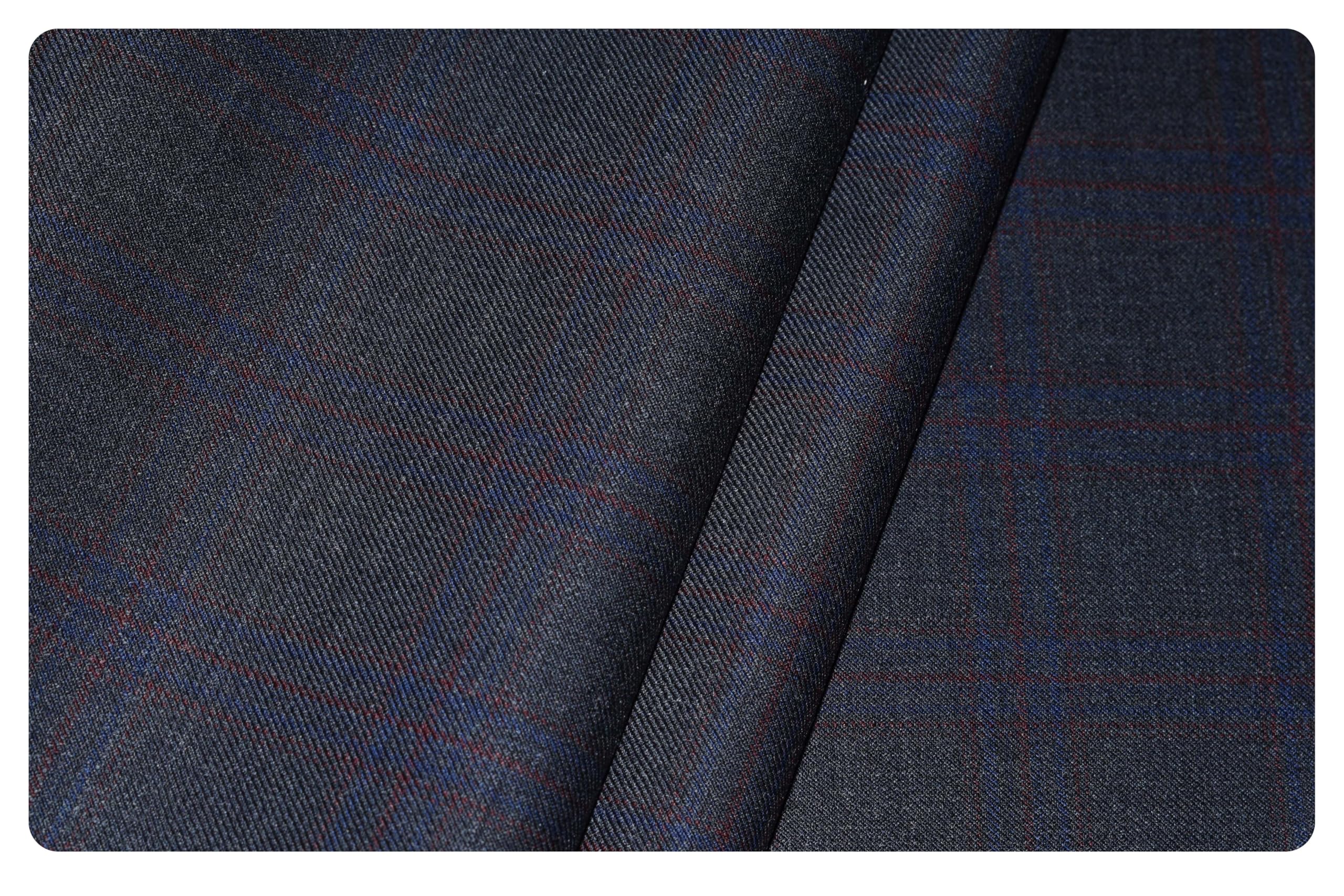arvind Men's Super 130's Merino Wool Checkered Unstitched Trouser or blazer Fabric (blue, VQ68F1)-picture-12