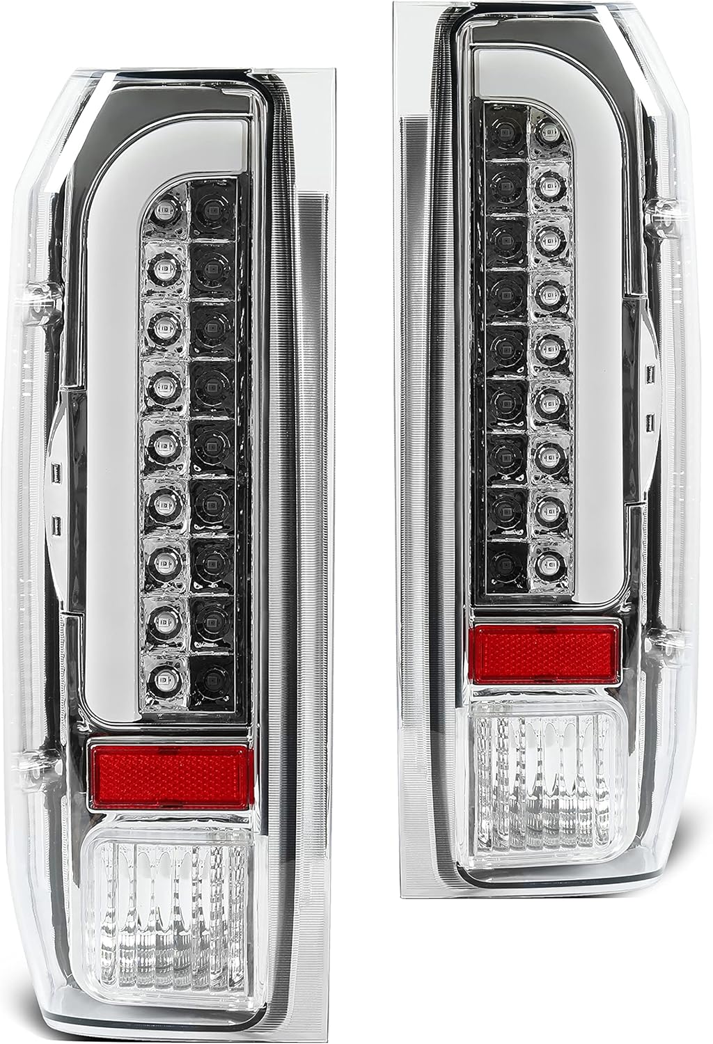 HECASA Tail Light Brake Lamps Compatible with 1990-1997 Ford F150/F250/F350/Bronco/F Super Duty Styleside 3D LED Tube Bar Driver & Passenger Side - Clear Lens