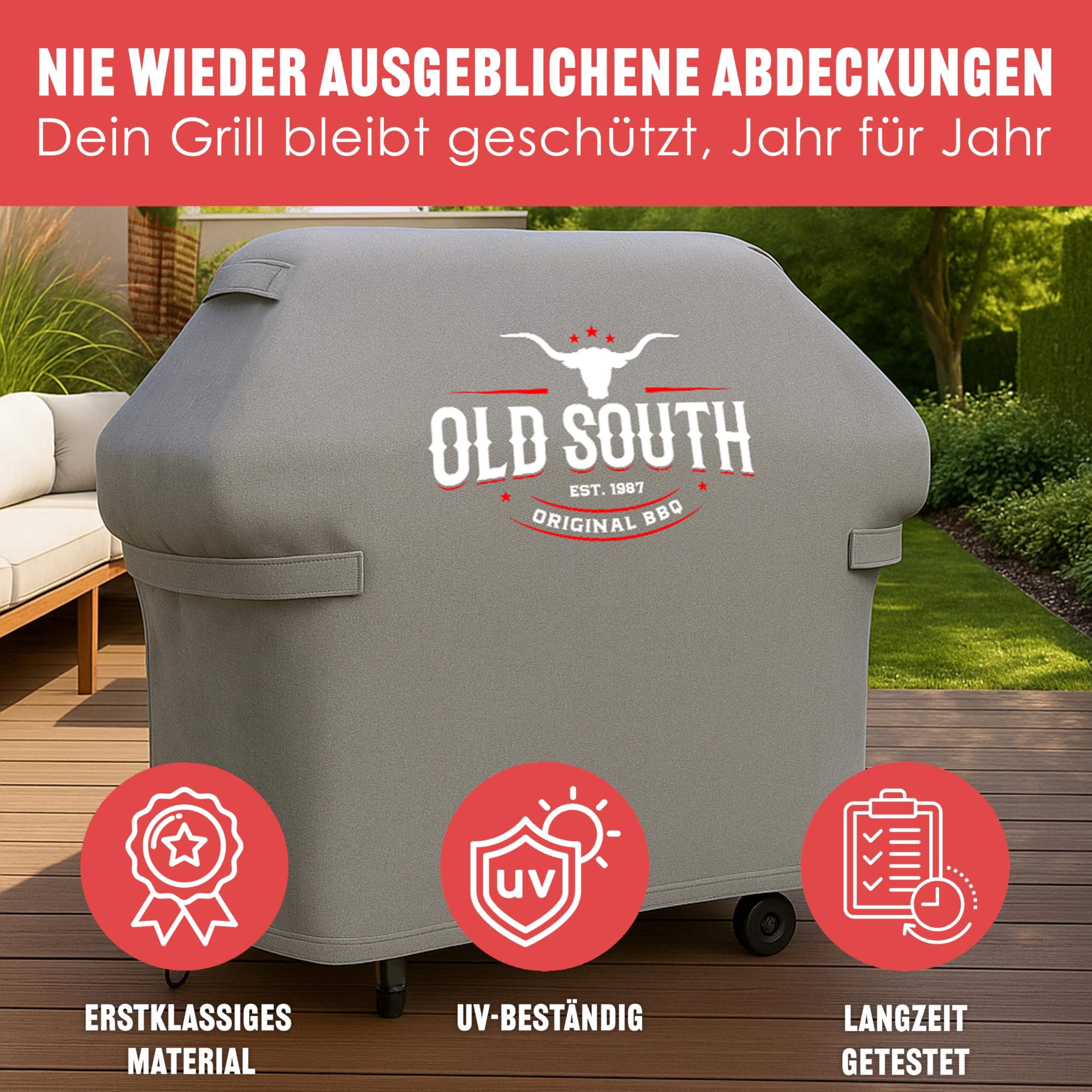 Old South - Copertura per barbecue resistente alle intemperie – Copertura per barbecue Weber, Napoleon, Enders, Rösle Gasgrill – Copertura impermeabile (76 x 66 x 110 cm)