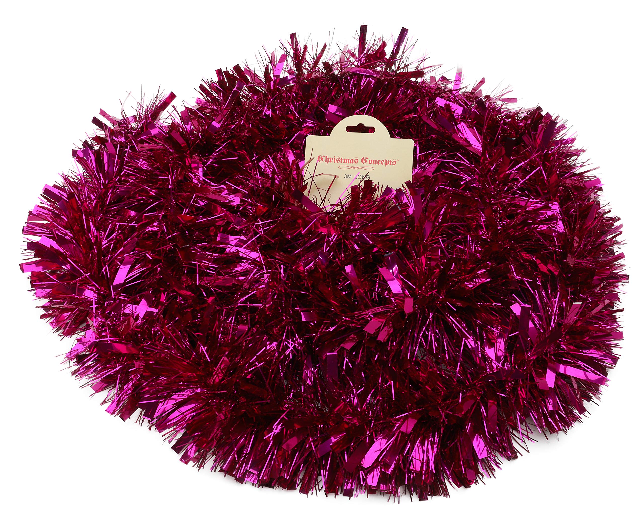 Christmas Concepts® 3m / 9.8ft Chunky/Fine Christmas Tinsel - Christmas Decoration Tinsel (Hot Pink)
