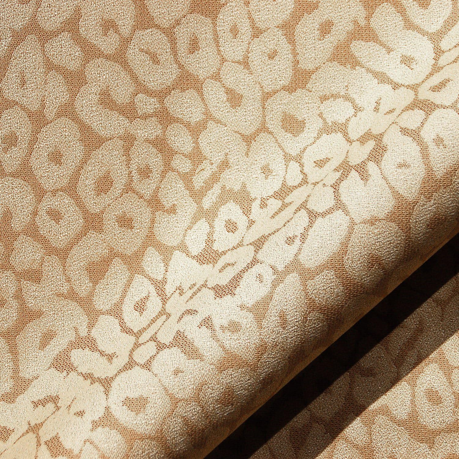 Tan Brown Woven Leopard Animal Print Upholstery Fabric