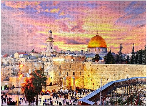 Skyline of The Old City at The Western Wall and The Temple Mount in Jerusalem Israel, rompecabezas premium de 1000 piezas para adultos