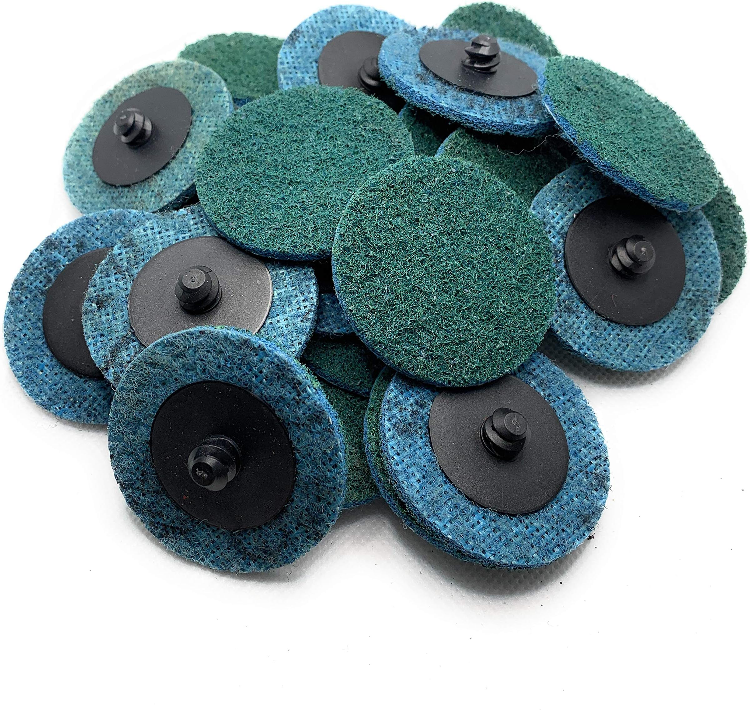 SIGNI 25pcs 2 inch Fine Abrasive Non Woven Nylon Quick Change Surface Conditioning Disc for Finishing Cleaning Deburring Lapping with R-Type for Rust Paint Removal(Blue Fine, 2 inch)