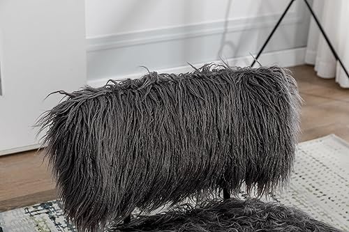 Miniatura 9 de HomVent Mecedora de piel sintética, bonita y moderna mecedora de piel sintética, silla de lactancia para bebé con mecedora de metal para sala de