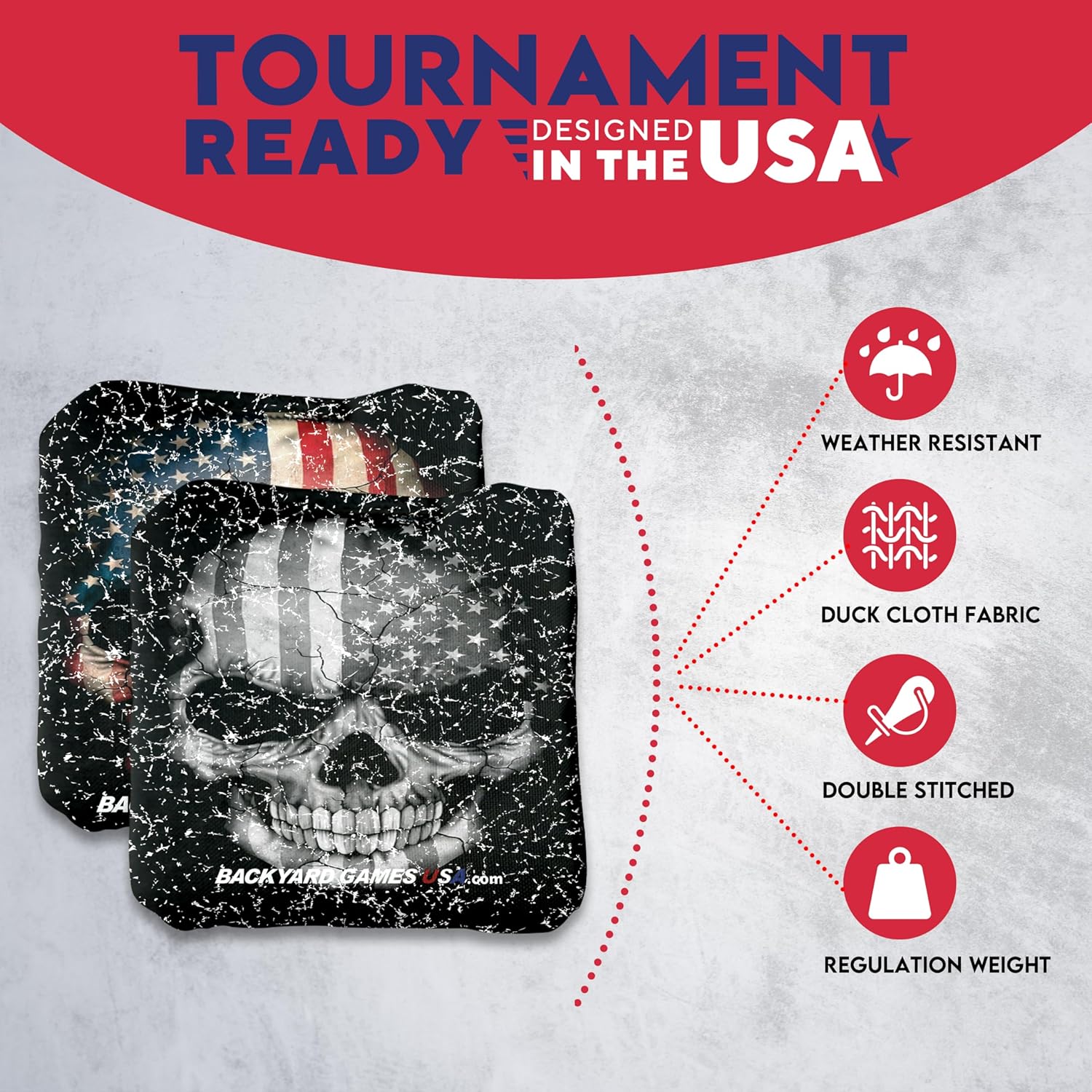 CornholeGamesUSA Pro Cornhole Bags Set of 8 Regulation - Professional Cornhole Bags for Tournament Play, Slick n Stick Bean Bags for Cornhole, Corn Hole Bags Regulation Set of 8- Made in USA