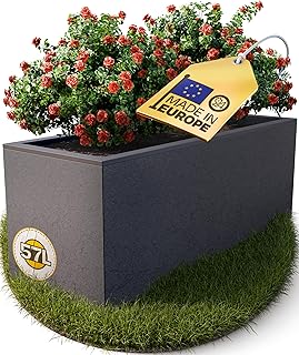 Ondis24 Pflanzkübel Vulkan, 57L Pflanzvolumen, rechteckig, Blumenkasten mit Wasserspeicher, Balkon Terrasse, Blumenkübel (Anthrazit)