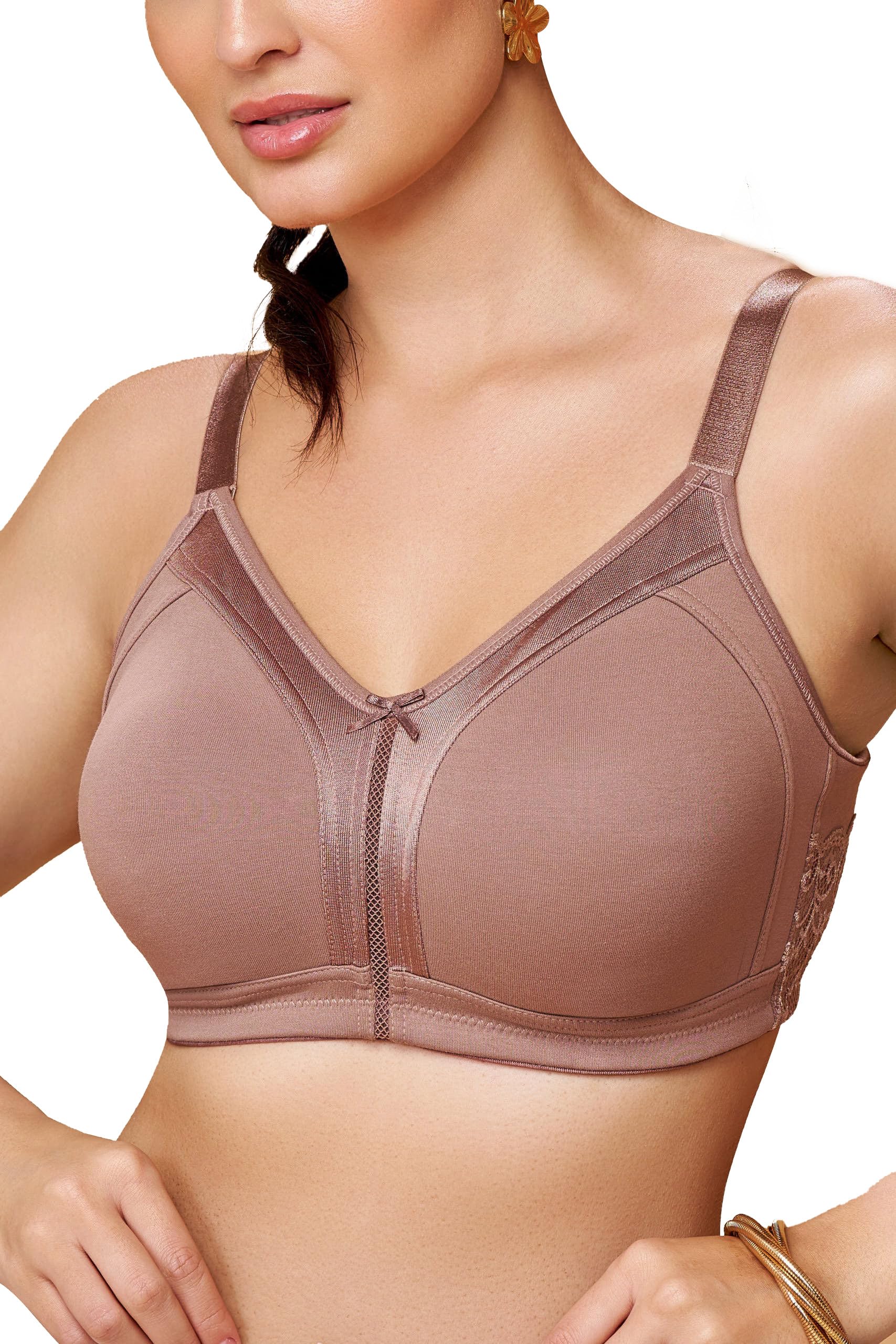 maroon Nude Collection Seamless Non-Padded Non-Wired Full Coverage M-Frame Support Ultra-Soft Cotton-Rich Blend for a Weightless Women Everyday Bra.-picture-18