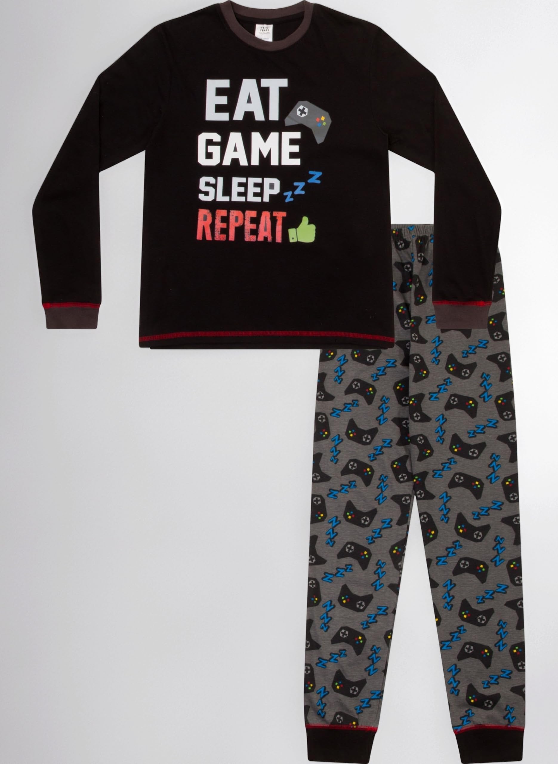 Boys Eat Game Sleep Controller Long Pyjama Set Kids Gaming Pyjamas 8 to 16 Years