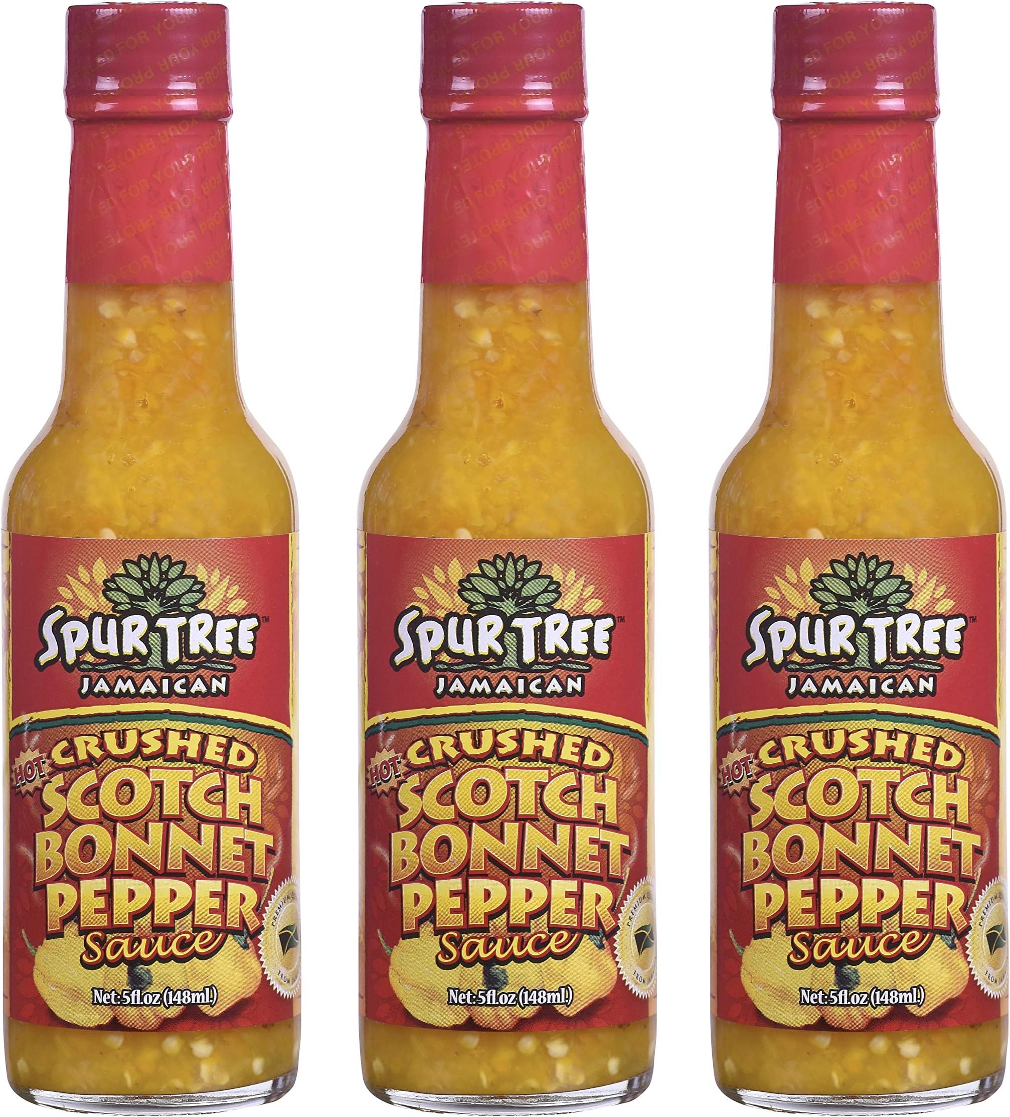 (Pack of 3) Spur Tree Jamaican (Hot) Crushed Scotch Bonnet Pepper Sauce - 148ml (5 fl.oz.)