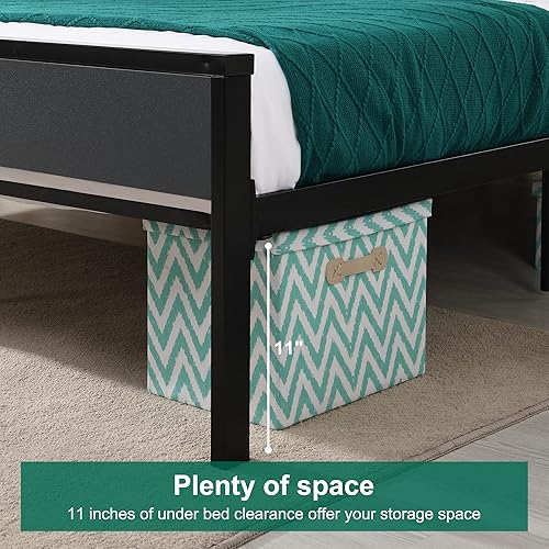 Miniatura 4 de RHIZOME Base de cama King con cabecero base de cama de plataforma metálica con soporte de listones de metal sólido y fácil montaje no necesita somier