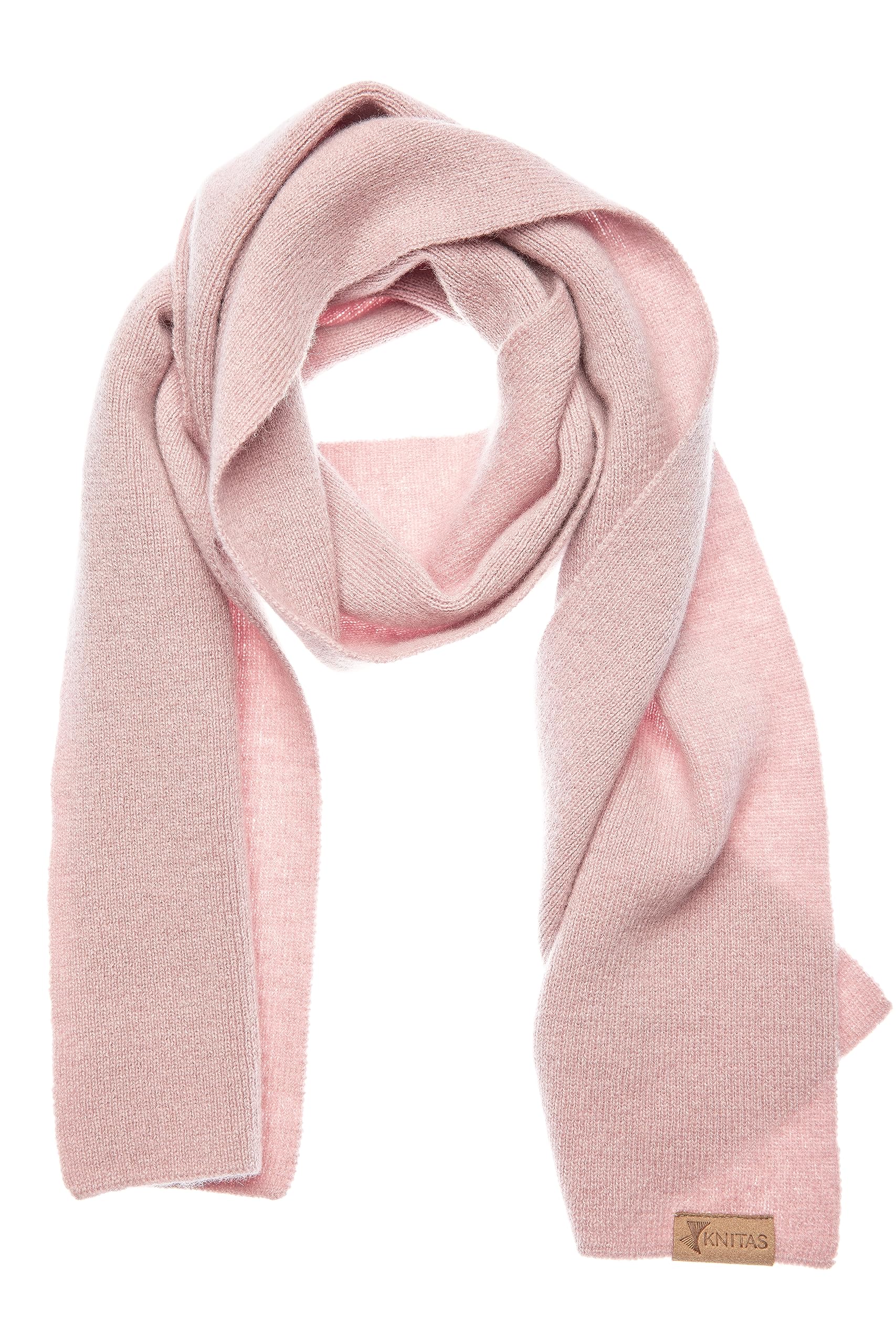 Sciarpa in Merino e Cashmere per Bambini, Calda Sciarpa Invernale a Maglia, Rosa, 110x18cm