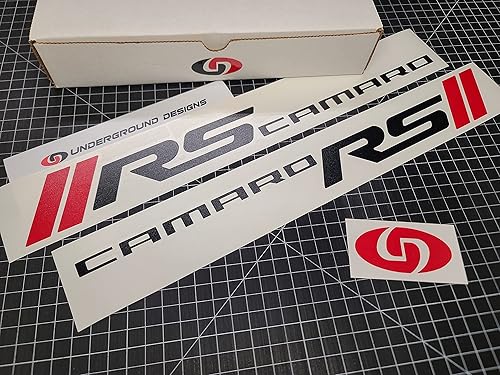 Miniatura 9 de RS Camaro - Calcomanías para guardabarros (2 unidades) Rallye Sport Hash Stripe Pegatinas Rocker Fender Badge 3.6L V6 (Metallic Silver)