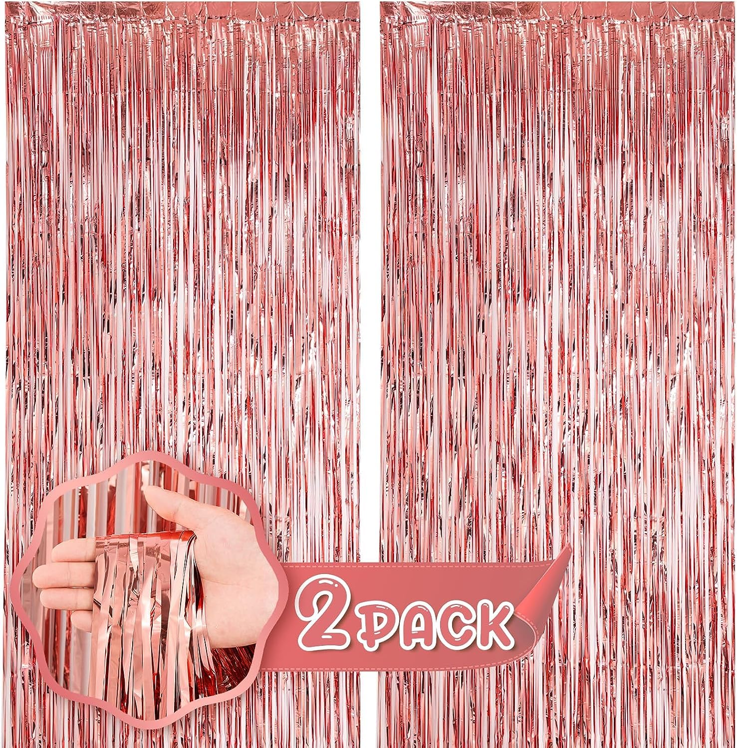 Rose Gold Foil Curtains for Birthday Decoration items Backdrop Pack of 2 Baby shower Anniversary, Marriage, Bachelorette Party celebration theme-image-35
