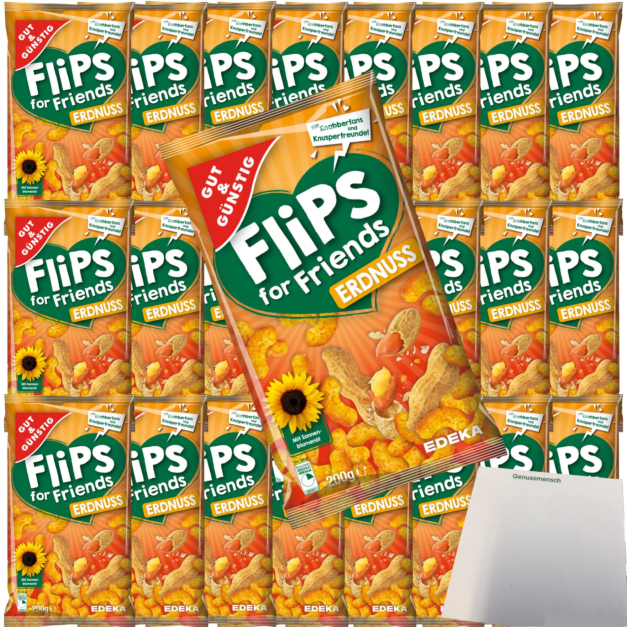 Gut&Günstig Erdnuss-Flips Mais-Erdnuss-Snack VPE (25x200g Tüte) + usy Block