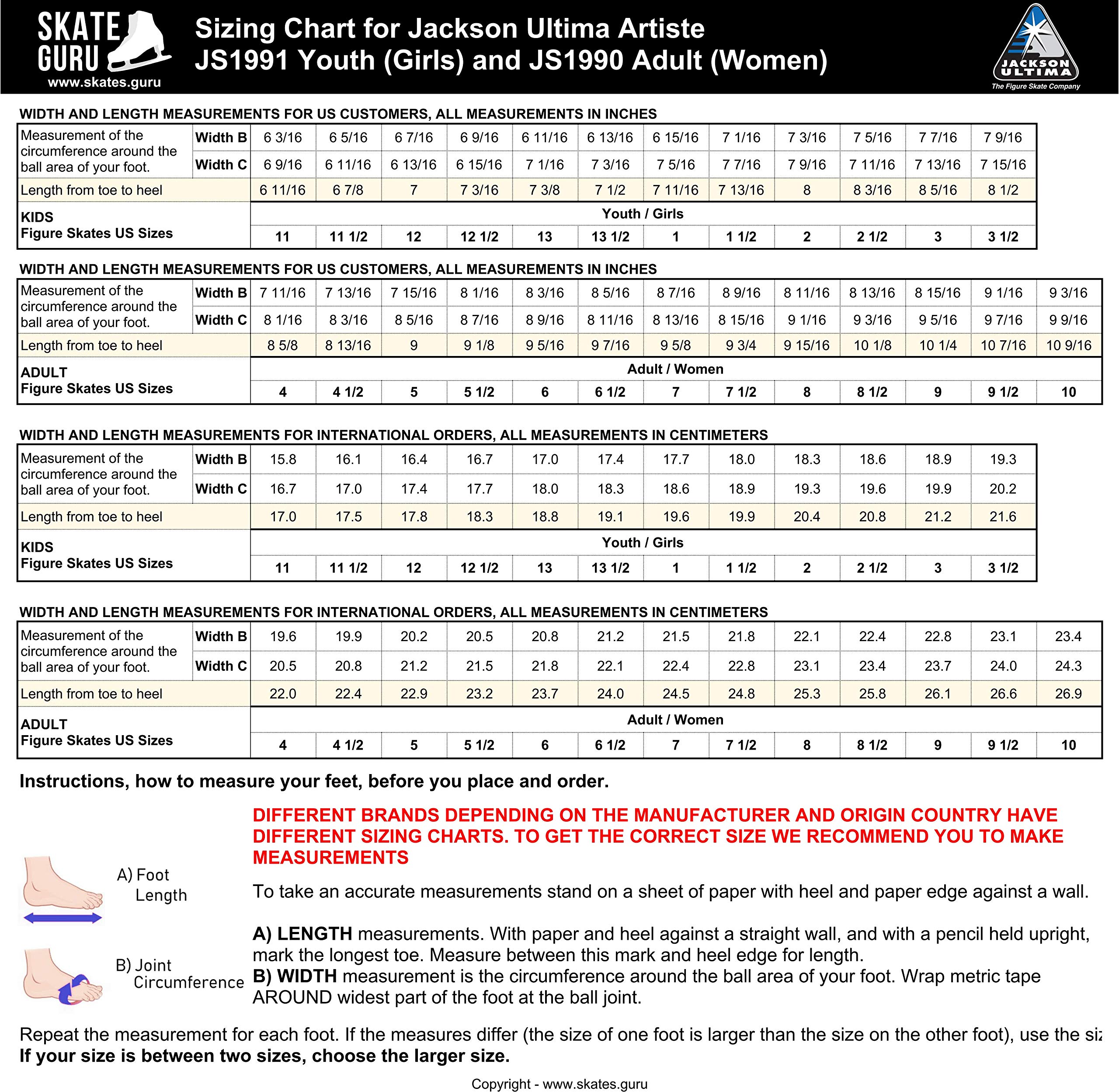 Jackson Ultima Classique JS1991 White Kids Ice Skates, Width C, Size 2