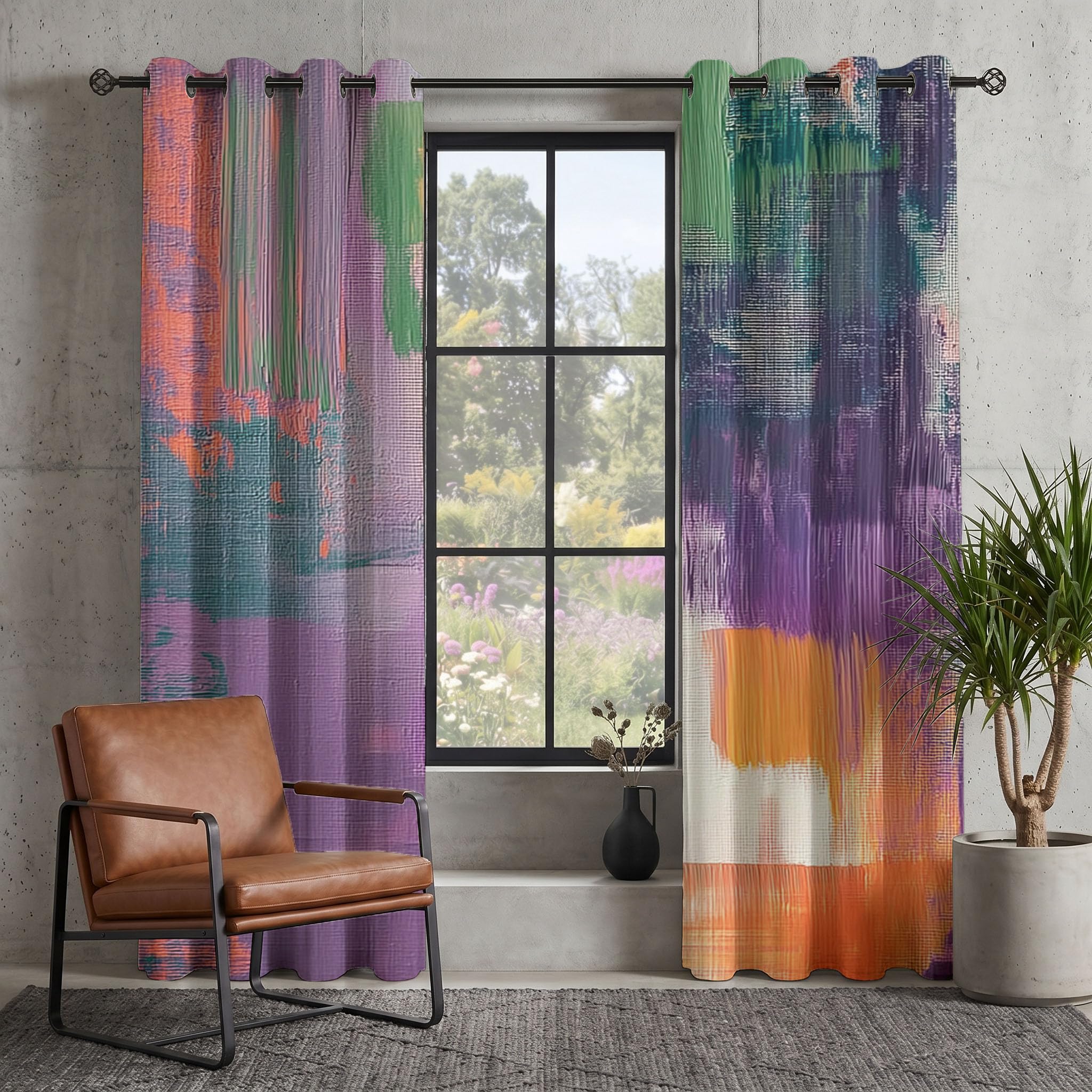 Rideaux draperies à oeillets L140xH280 cm occultants et thermiques violet clair