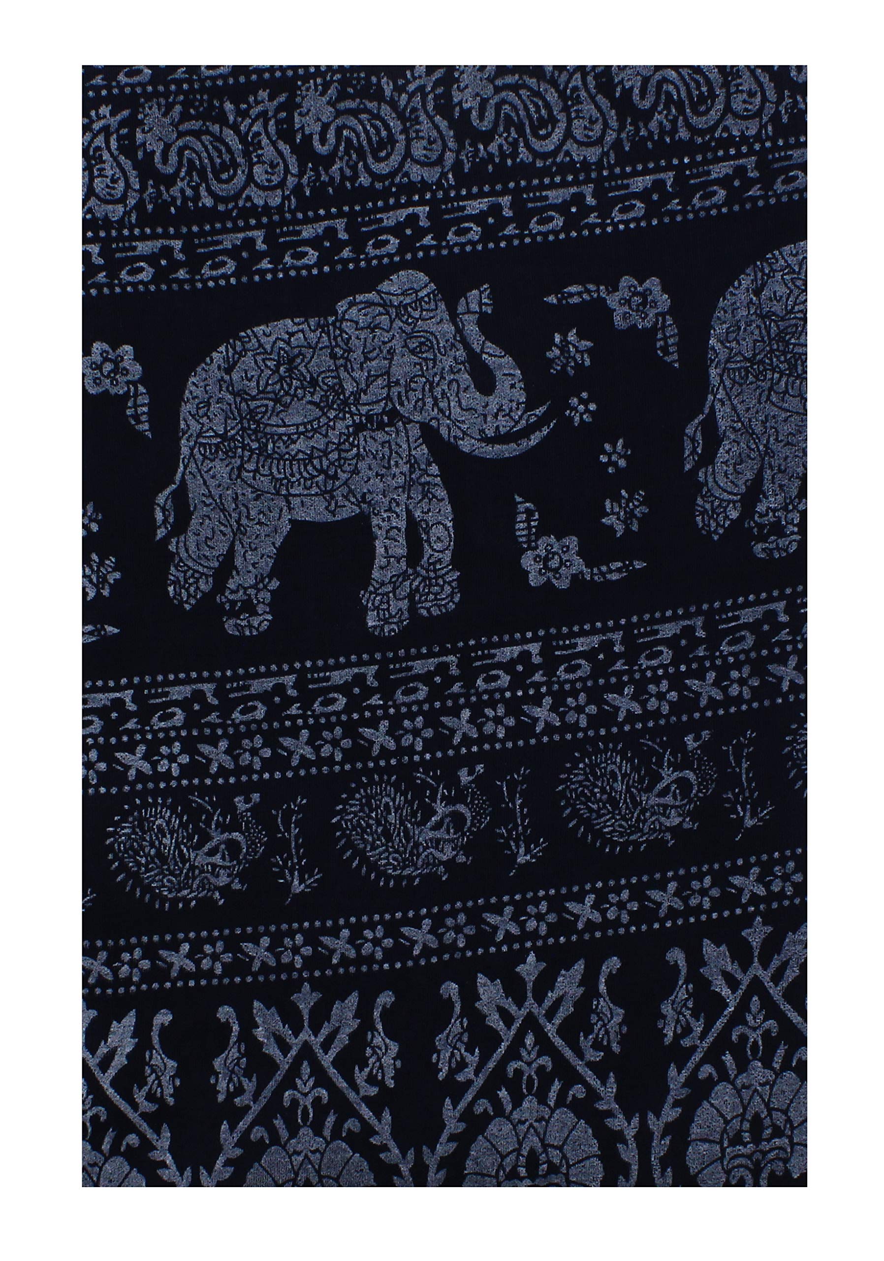 Zac's Alter Ego Women's Navy Blue Long Lightweight Elephant & Paisley Print Scarf