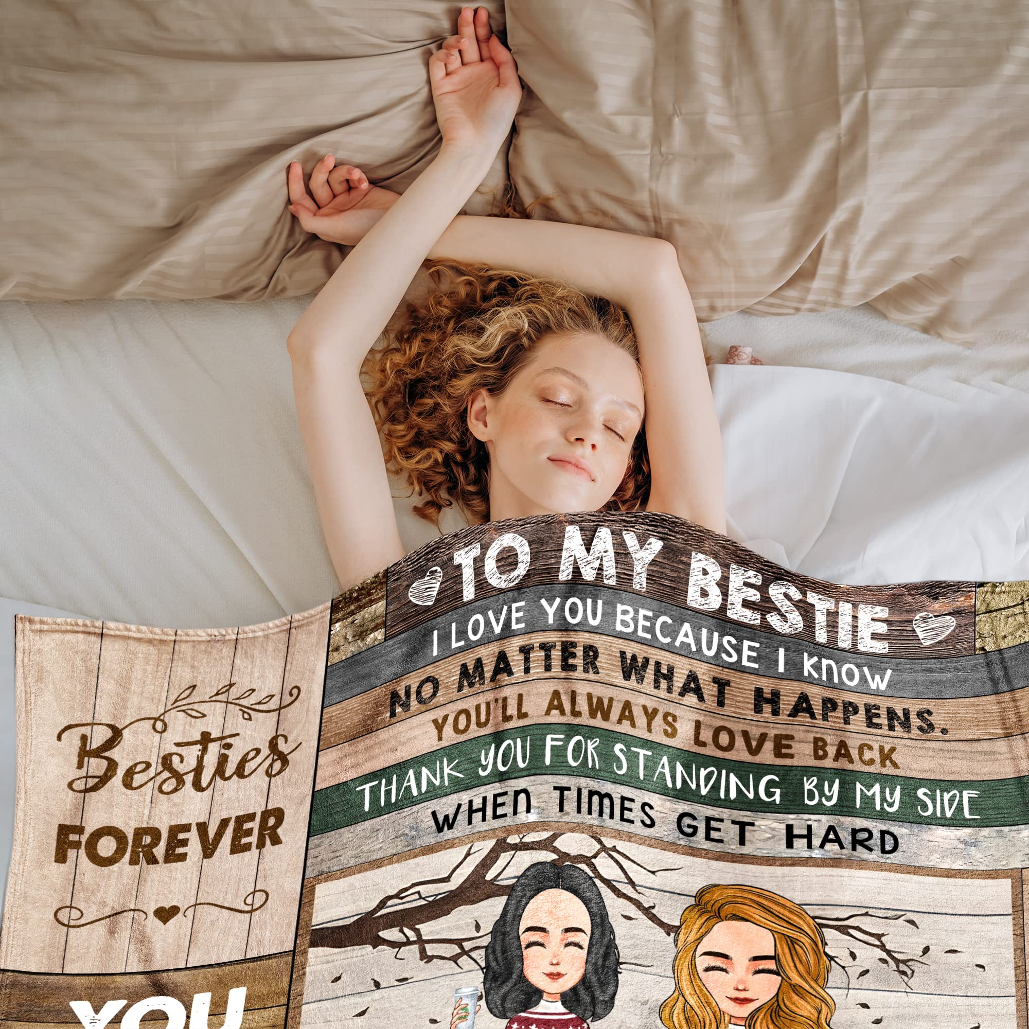Personalized Best Friend Fleece Blanket - Custom Names & Hairstyle, Christmas/Birthday Gift For BFF, 50x60 Inches - View #2