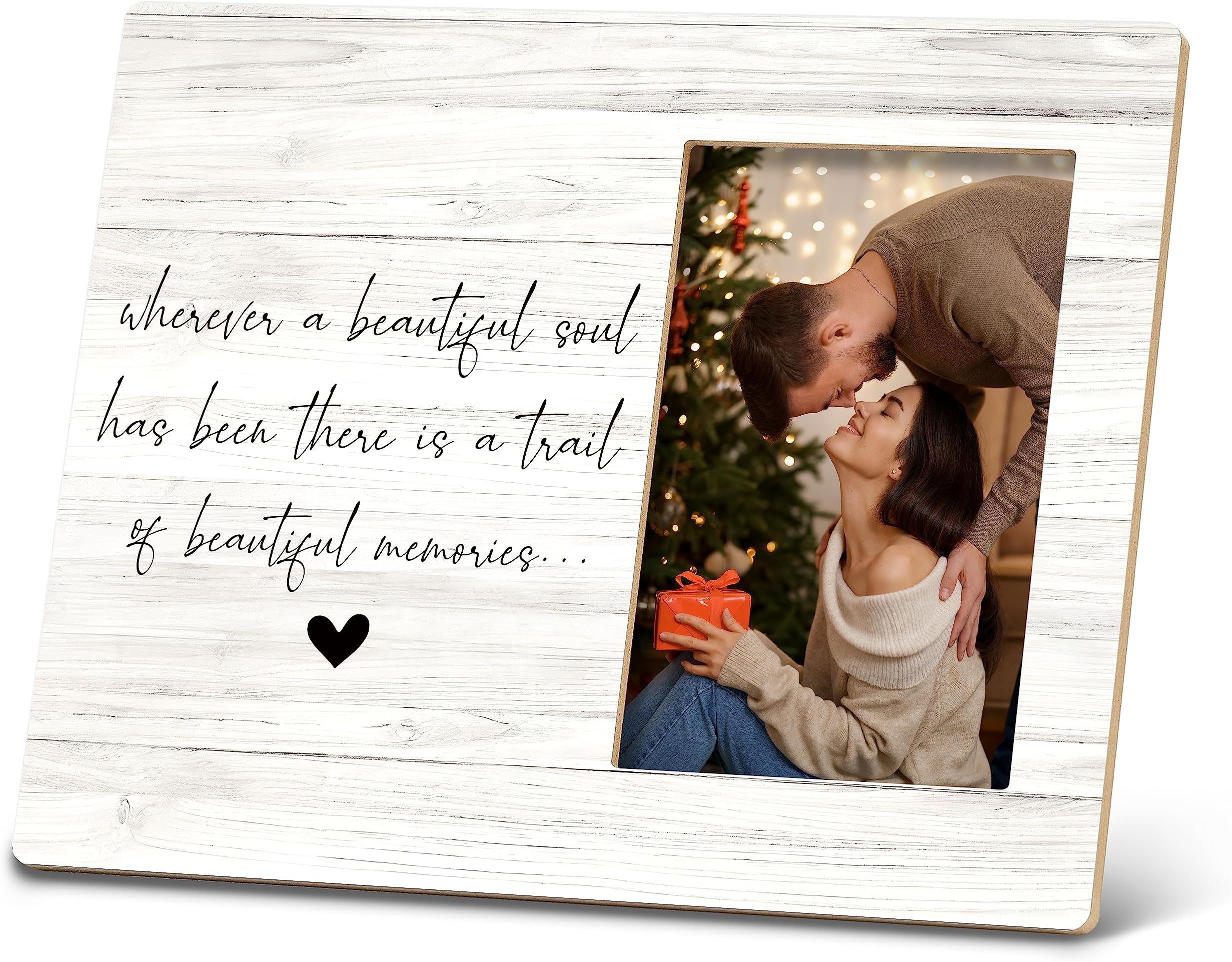 Sympathy Picture Frame 10x8 Wooden Tabletop - Memorial, Remembrance Bereavement Gifts, 'Wherever a Beautiful Soul Has Been There is a Trail'