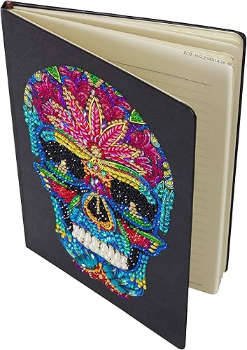 Miniatura 5 de Crystal Art Cuaderno de pintura de diamantes, kit de cuaderno de calavera, crea una cubierta brillante para cuaderno con cristales, para edades de 8