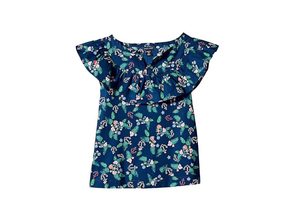 

Tommy Hilfiger Kids Chiffon Floral Printed Top (Big Kids) (Flag Blue) Girl's Clothing, Navy