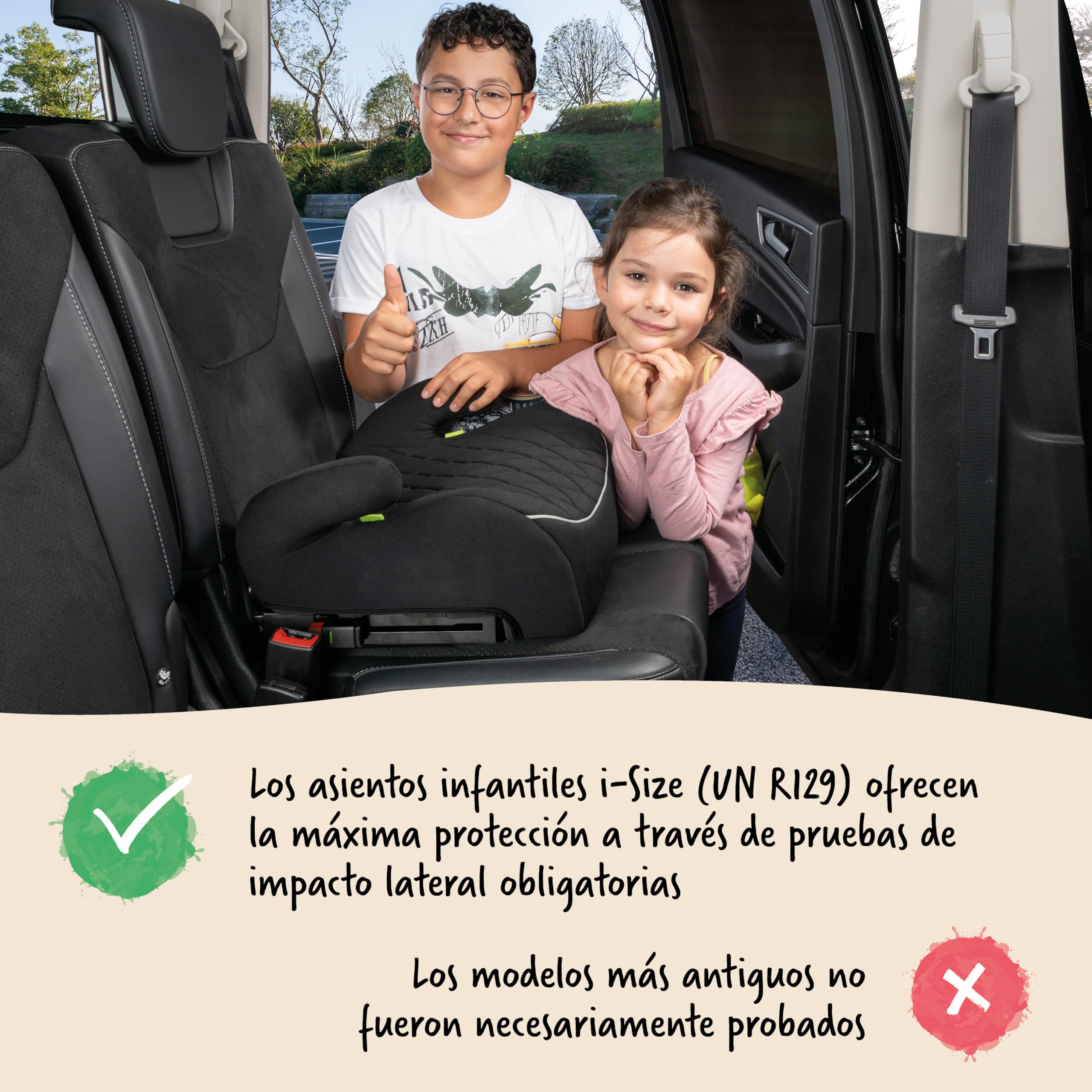 WALSER Premium asiento elevador infantil coche ISOFIX, asiento infantil coche 125-150 cm, plaza elevador niños auto Andy última norma 2024 ECE R 129 negro