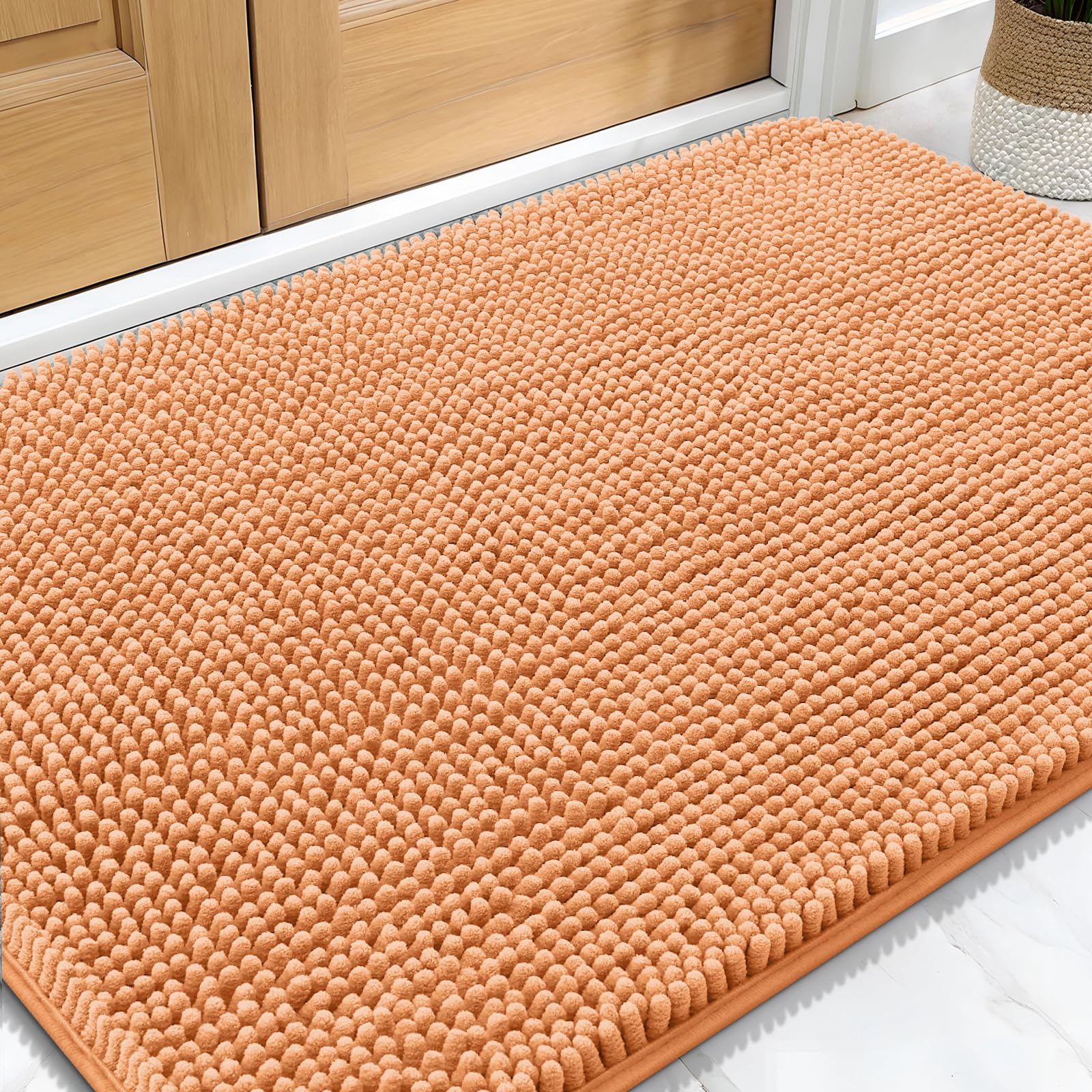 OLANLY Dog Door Mat for Muddy Paws 34x21, Super Absorbent Chenille Mud Mat