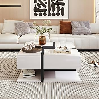 Merax Unique Color Matching & Line Design Coffee Table with