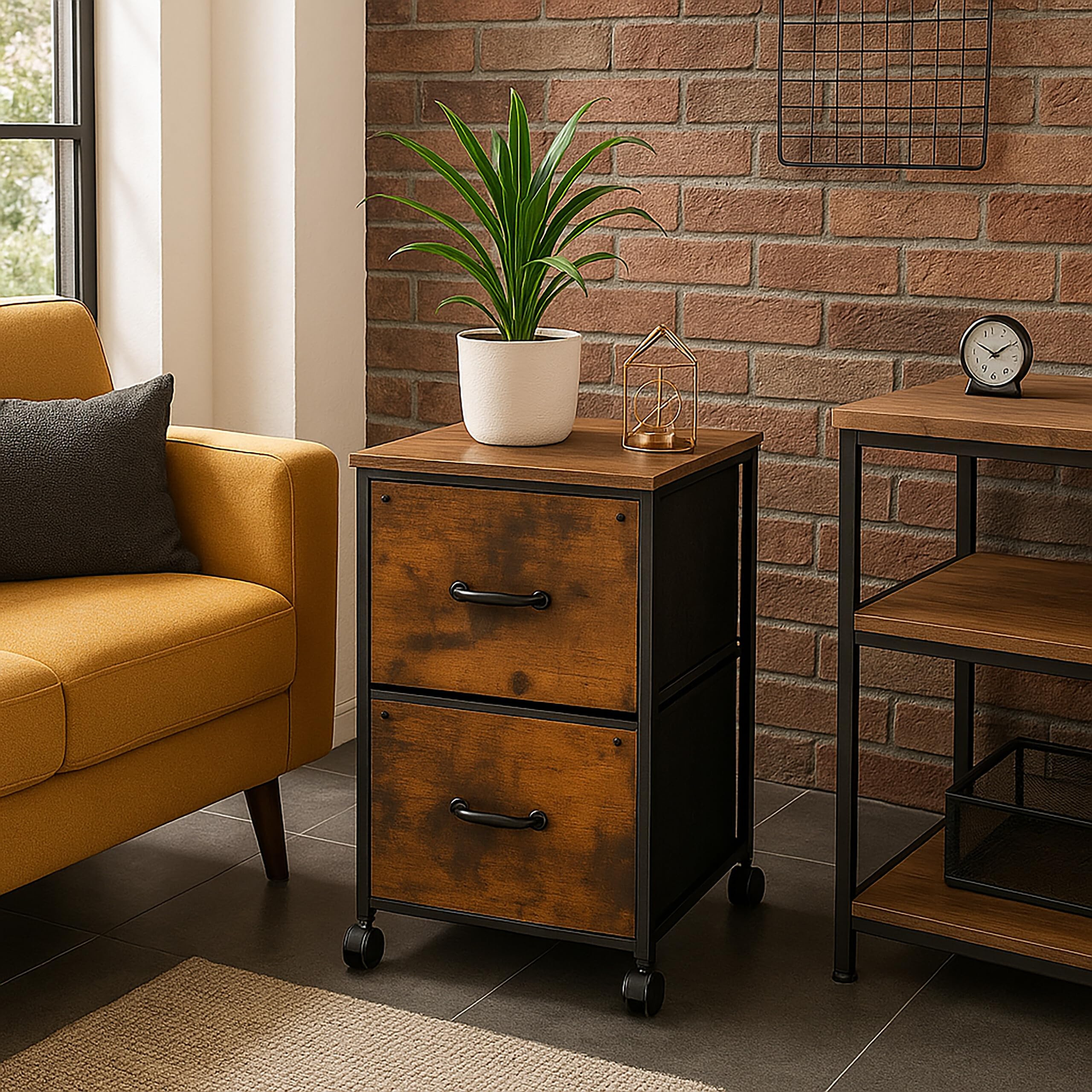 Classeur 2 Tiroirs Dossiers Suspendus Hêtre Matha H77 Cm