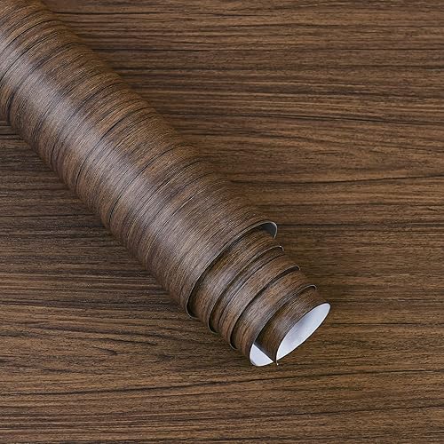 Miniatura 2 de Papel de contacto de nogal vintage marrón oscuro, calcomanías de pared de grano de madera sin burbujas, autoadhesivo, impermeable, envoltura de