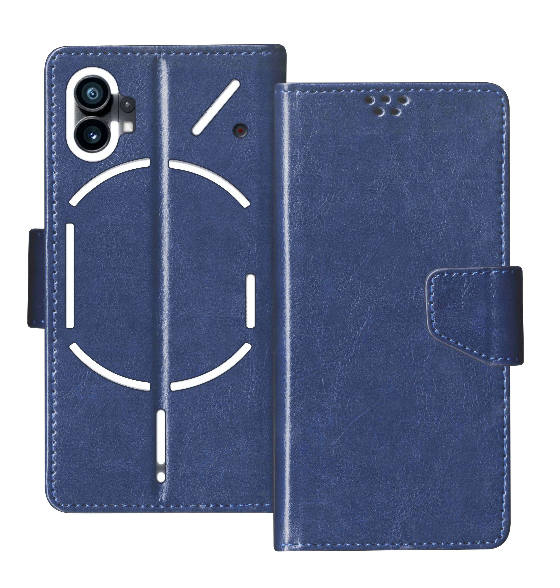 SBMS Nothing Phone (1) Flip Cover Back Cover Case with Magnatic Closure | Inbuilt Stand | Card & Money Pocket (Blue)